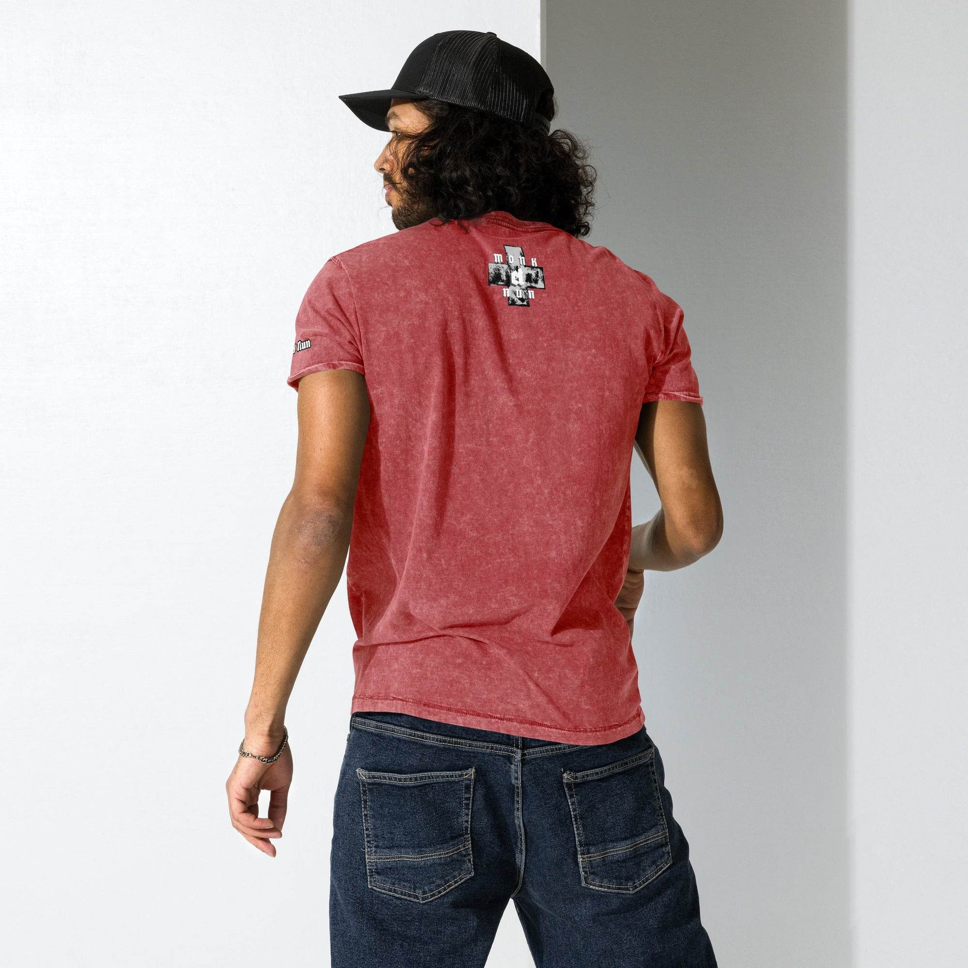 Unisex Denim 100% cotton T-Shirt Always think positive F/B - Monk&Nun UnisexClothing
