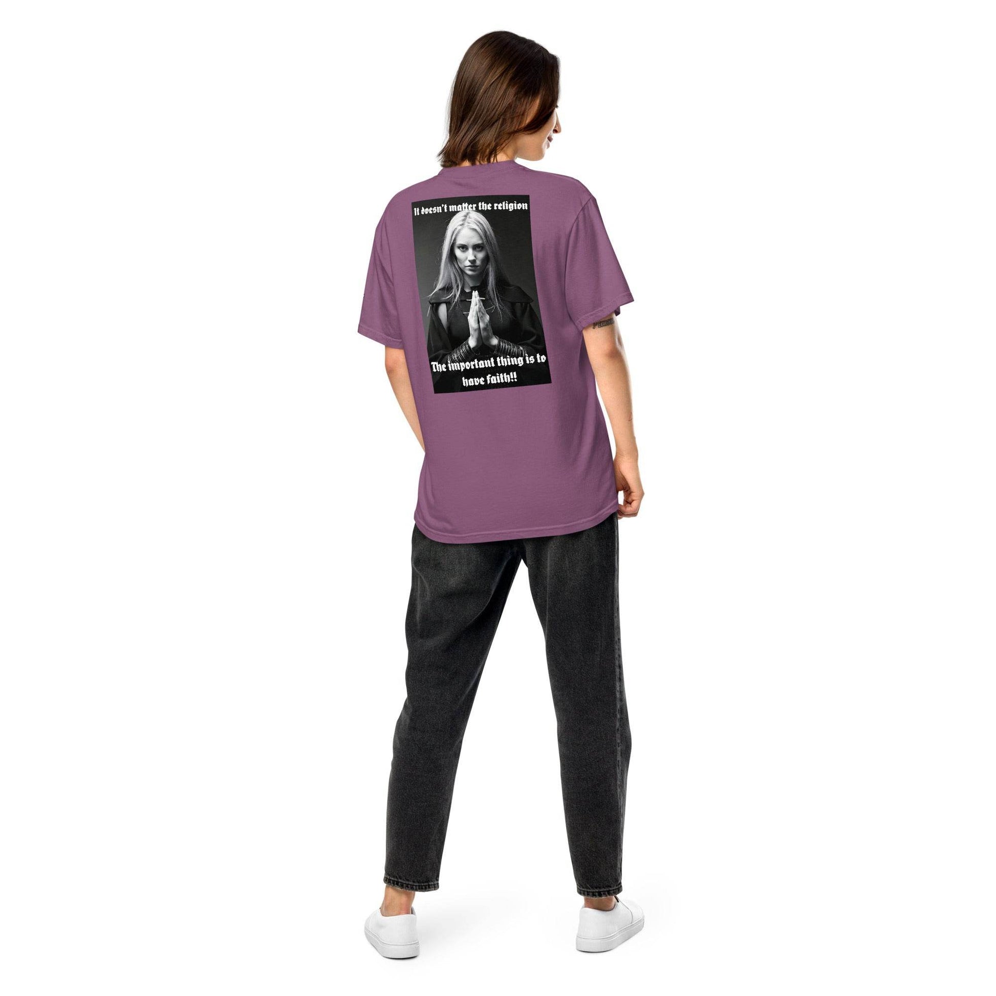 Unisex garment-dyed heavyweight 100% cotton t-shirt Design #3 - Monk&Nun UnisexClothing