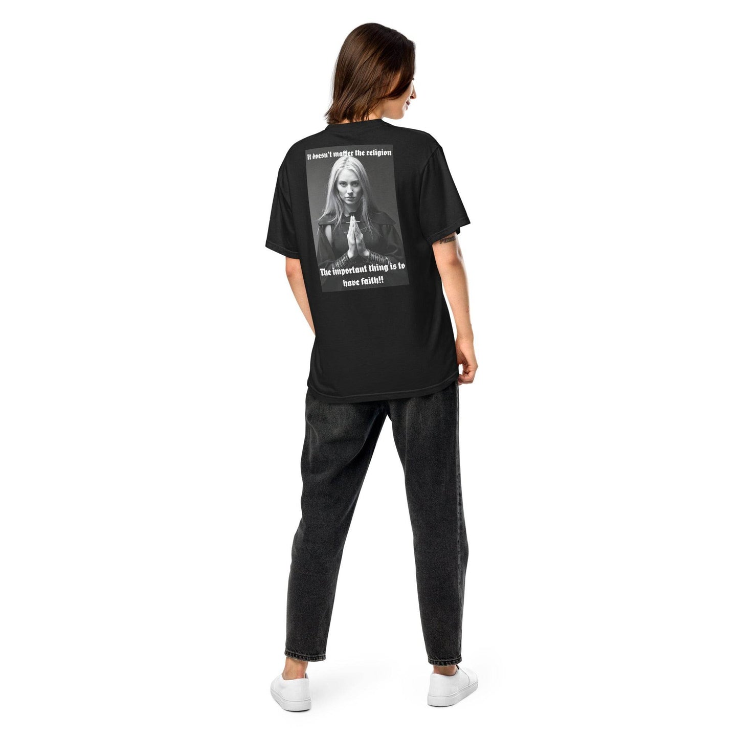 Unisex garment-dyed heavyweight 100% cotton t-shirt Design #3 - Monk&Nun UnisexClothing