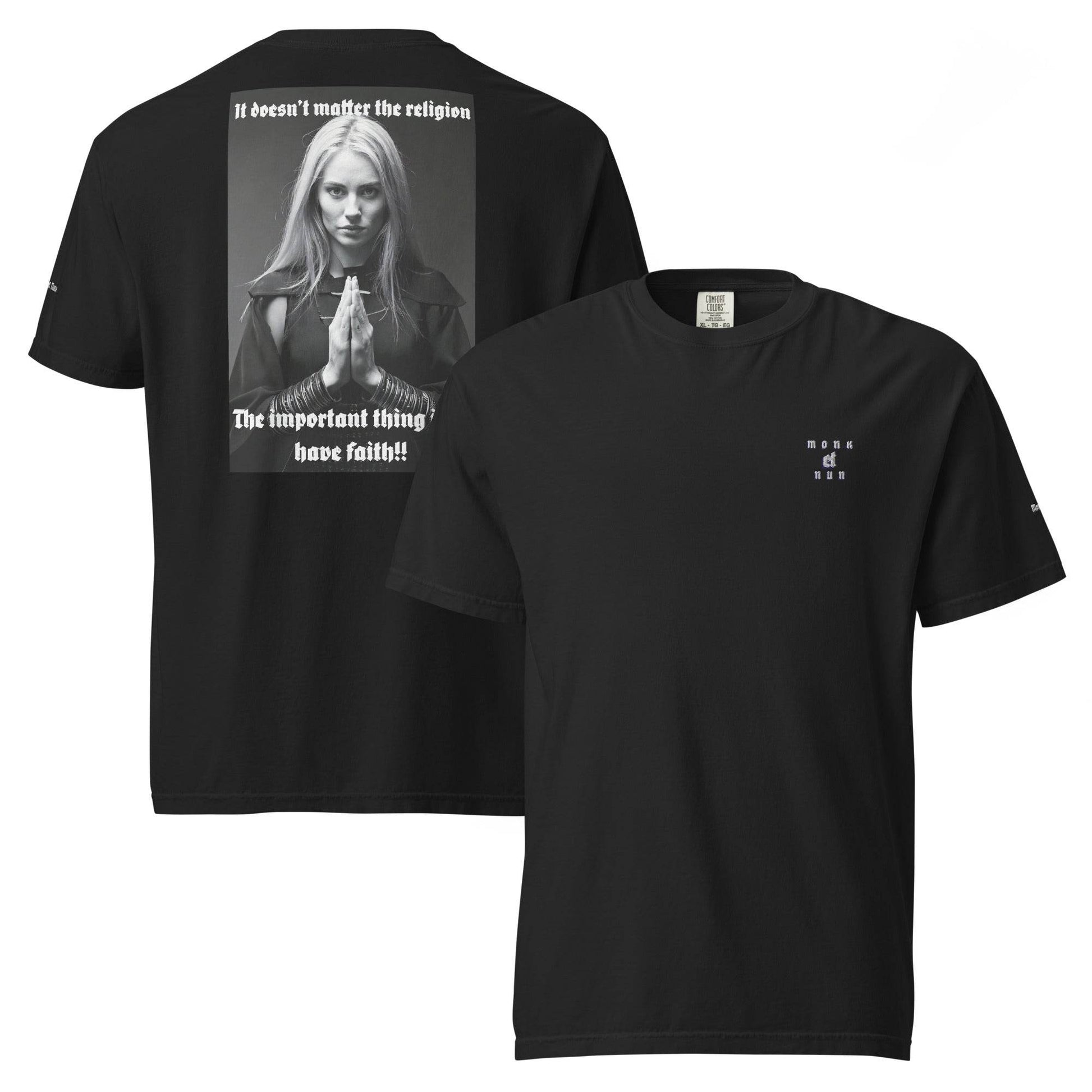 Unisex garment-dyed heavyweight 100% cotton t-shirt Design #3 - Monk&Nun UnisexClothing