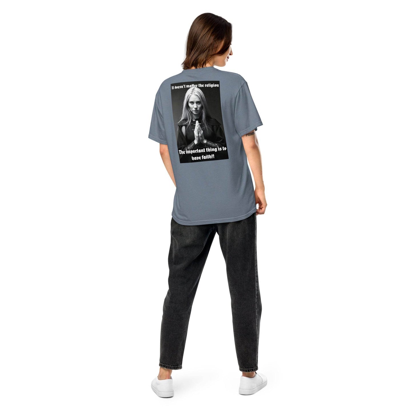 Unisex garment-dyed heavyweight 100% cotton t-shirt Design #3 - Monk&Nun UnisexClothing