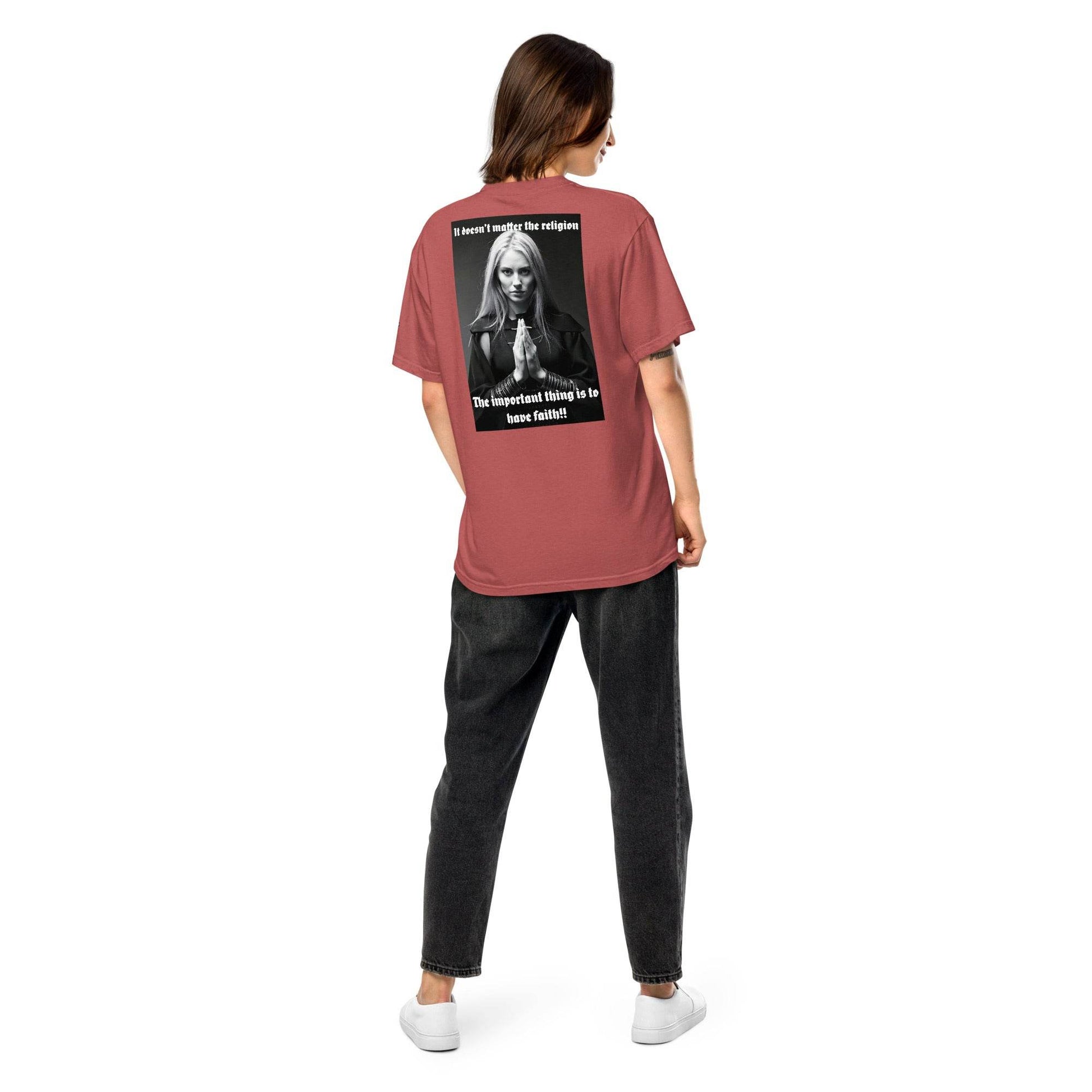 Unisex garment-dyed heavyweight 100% cotton t-shirt Design #3 - Monk&Nun UnisexClothing
