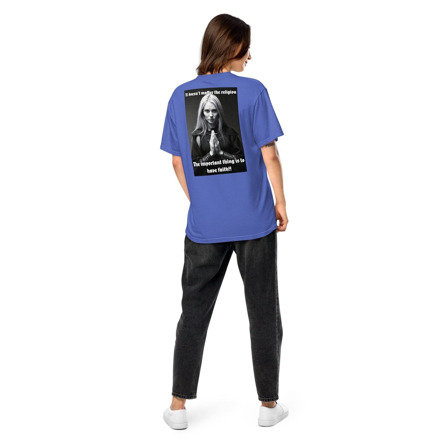 Unisex garment-dyed heavyweight 100% cotton t-shirt Design #3 - Monk&Nun UnisexClothing
