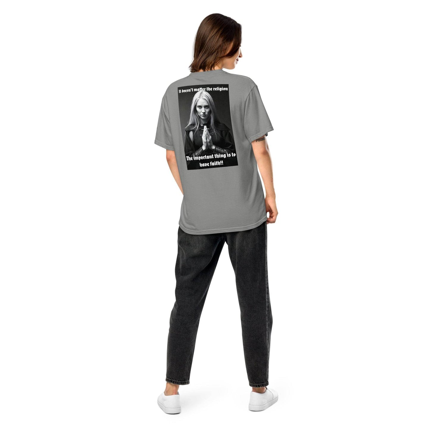Unisex garment-dyed heavyweight 100% cotton t-shirt Design #3 - Monk&Nun UnisexClothing
