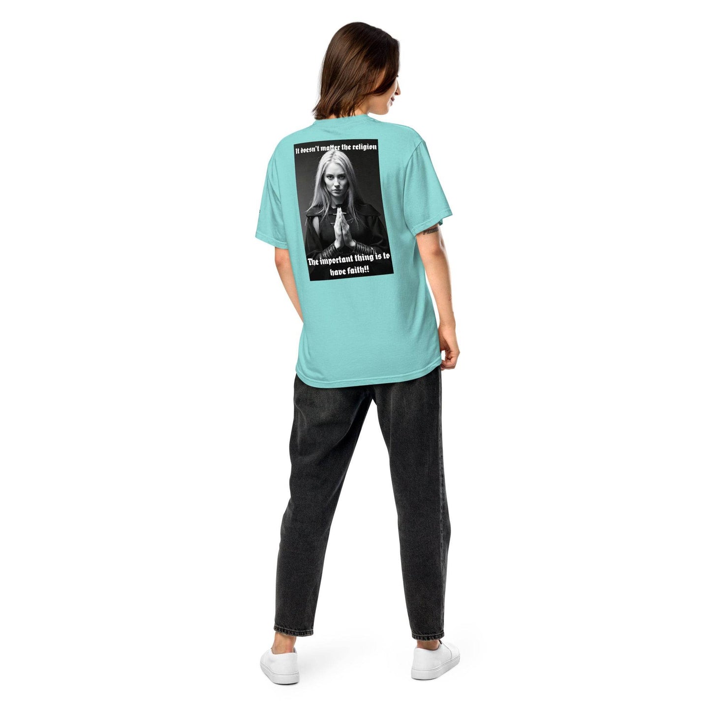 Unisex garment-dyed heavyweight 100% cotton t-shirt Design #3 - Monk&Nun UnisexClothing