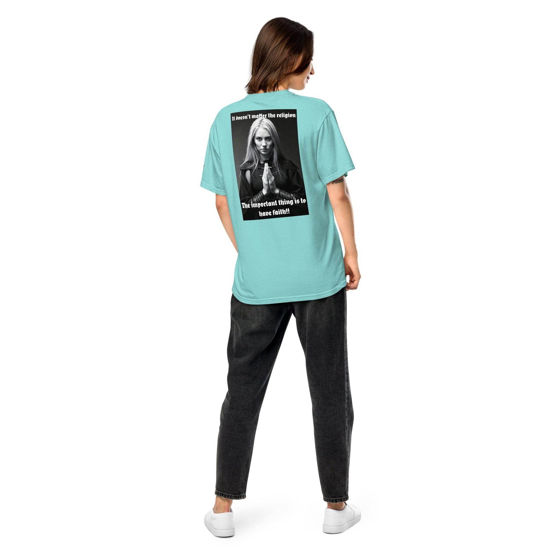 Unisex garment-dyed heavyweight 100% cotton t-shirt Design #3 - Monk&Nun UnisexClothing