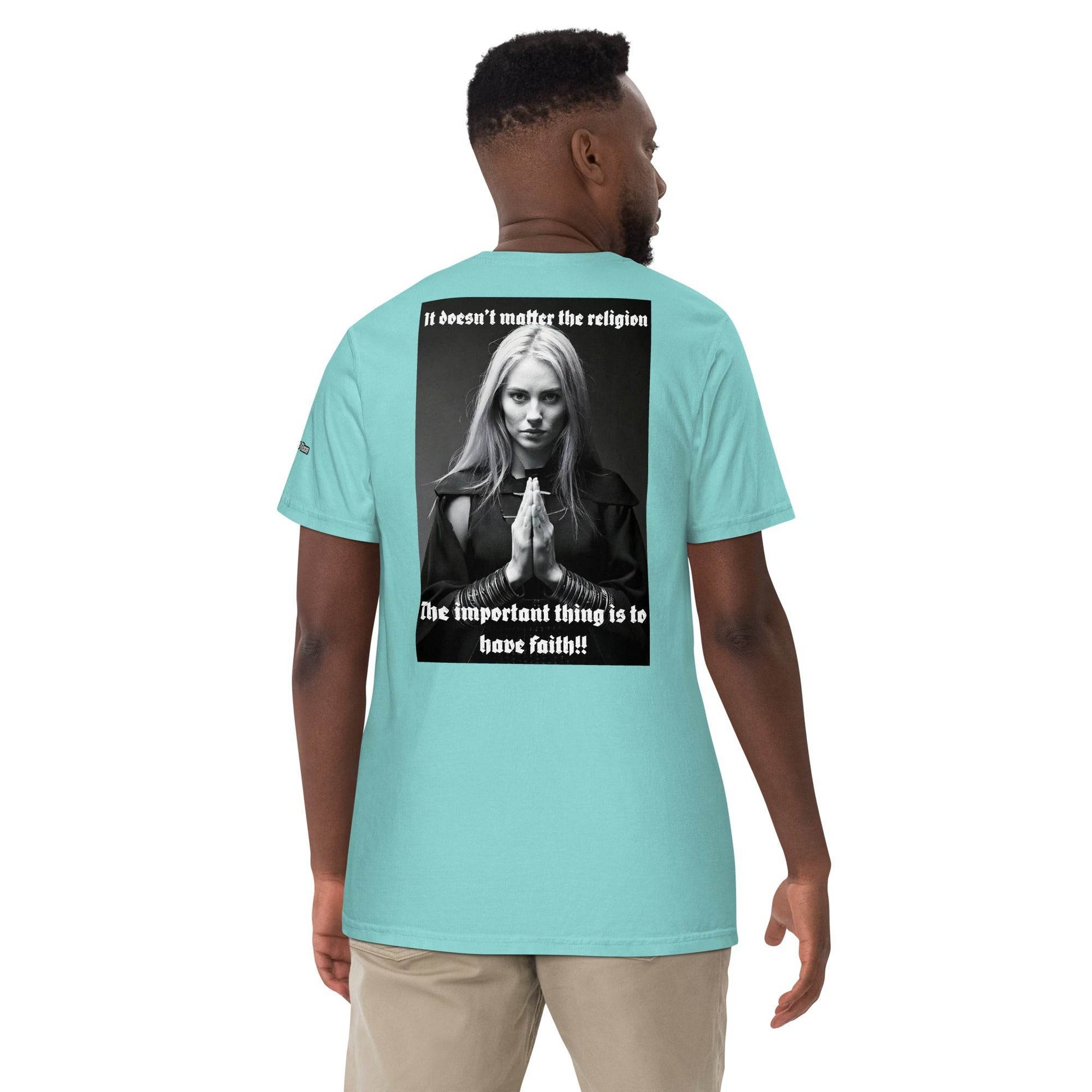 Unisex garment-dyed heavyweight 100% cotton t-shirt Design #3 - Monk&Nun UnisexClothing