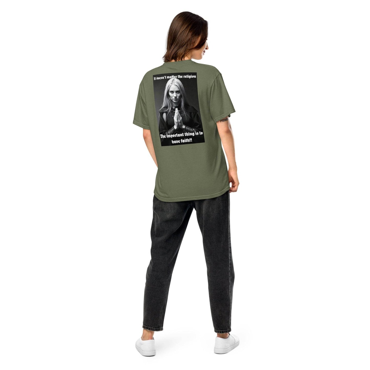 Unisex garment-dyed heavyweight 100% cotton t-shirt Design #3 - Monk&Nun UnisexClothing
