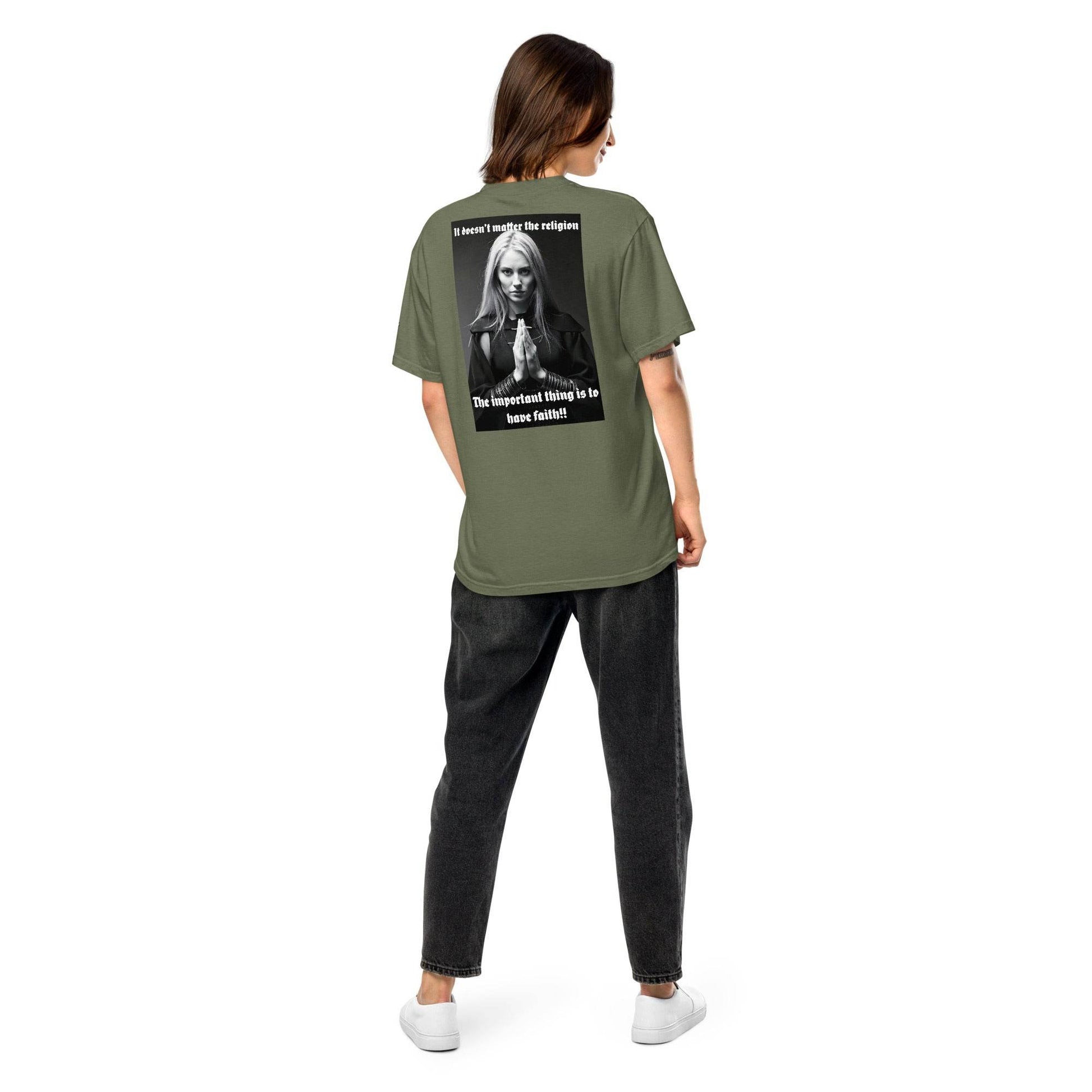 Unisex garment-dyed heavyweight 100% cotton t-shirt Design #3 - Monk&Nun UnisexClothing