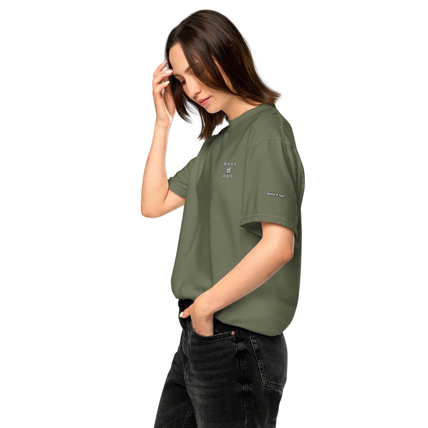 Unisex garment-dyed heavyweight 100% cotton t-shirt Always think positive - Monk&Nun UnisexClothing