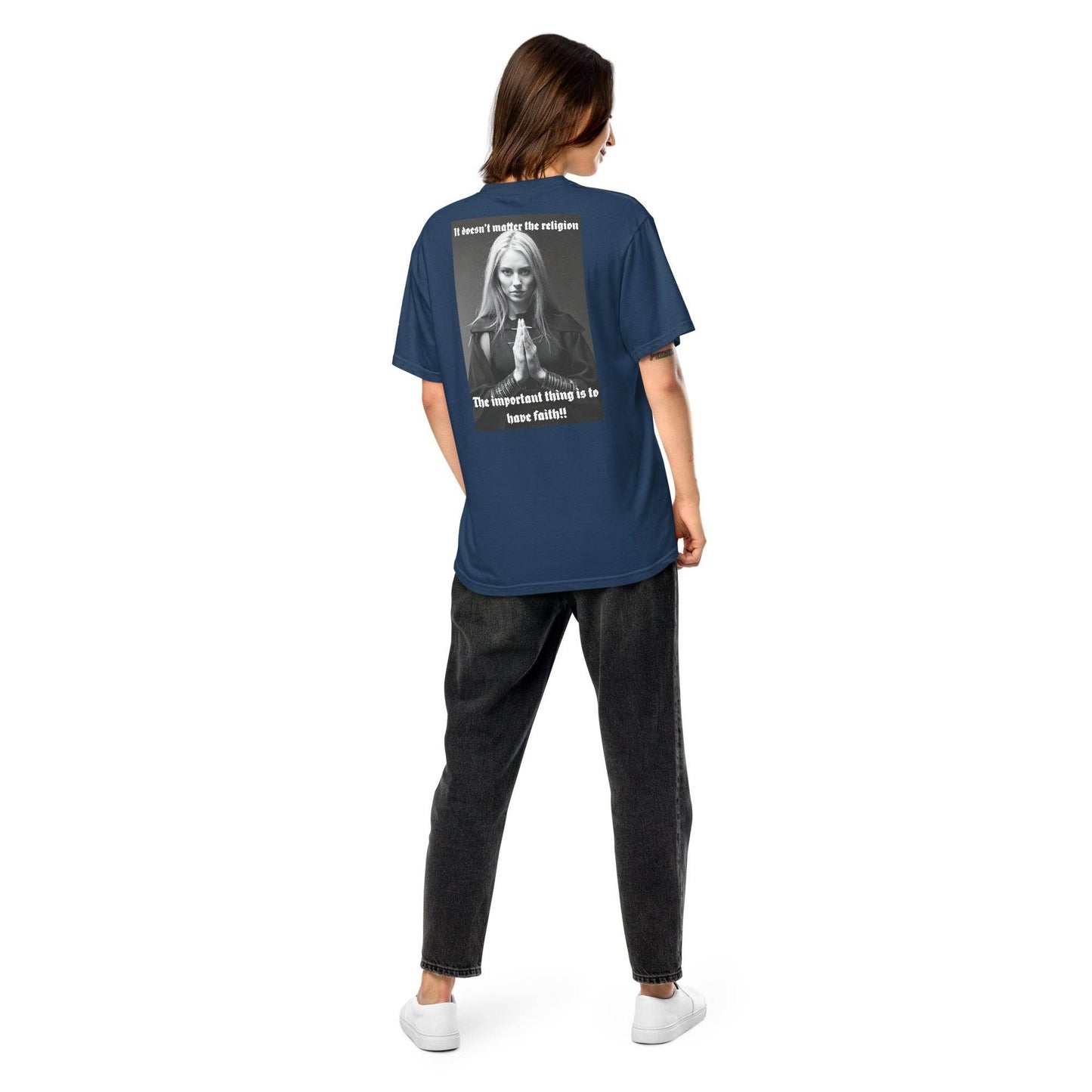 Unisex garment-dyed heavyweight 100% cotton t-shirt Design #3 - Monk&Nun UnisexClothing