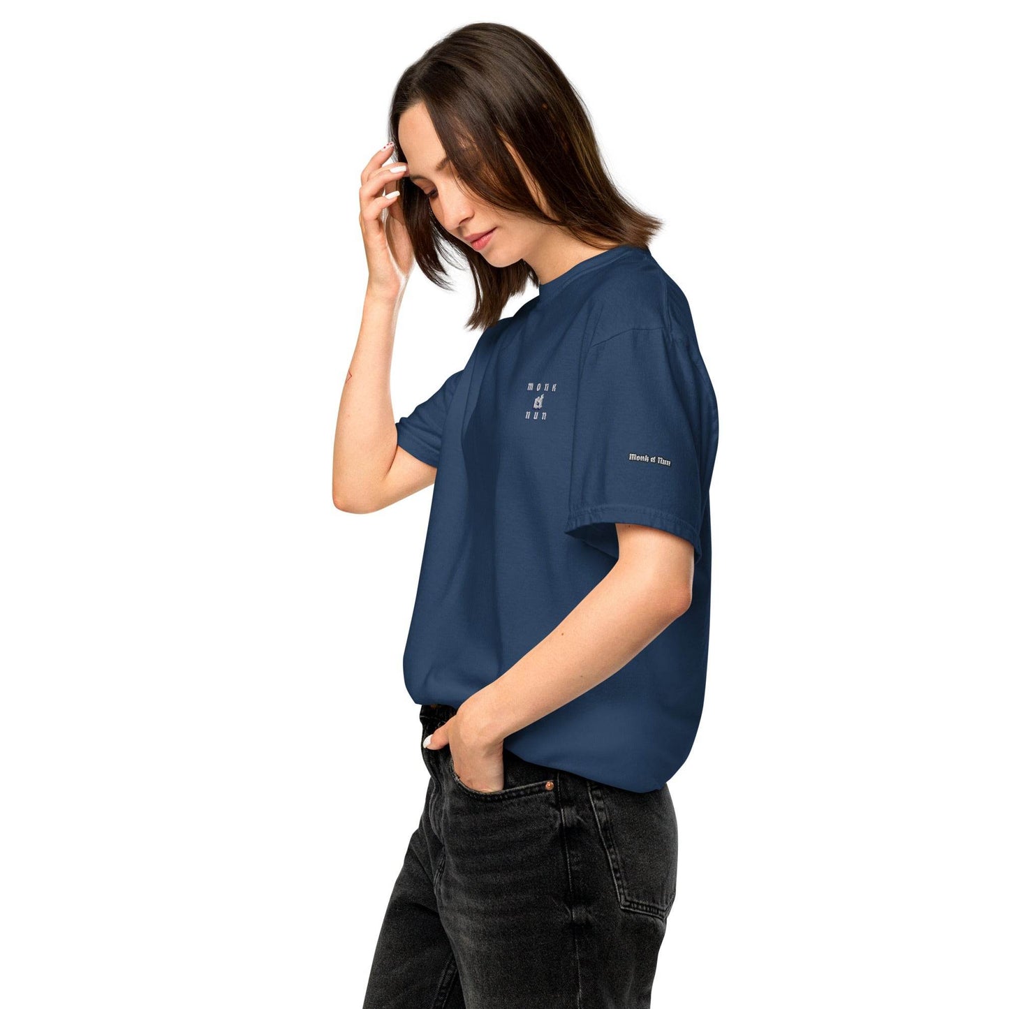 Unisex garment-dyed heavyweight 100% cotton t-shirt Always think positive - Monk&Nun UnisexClothing