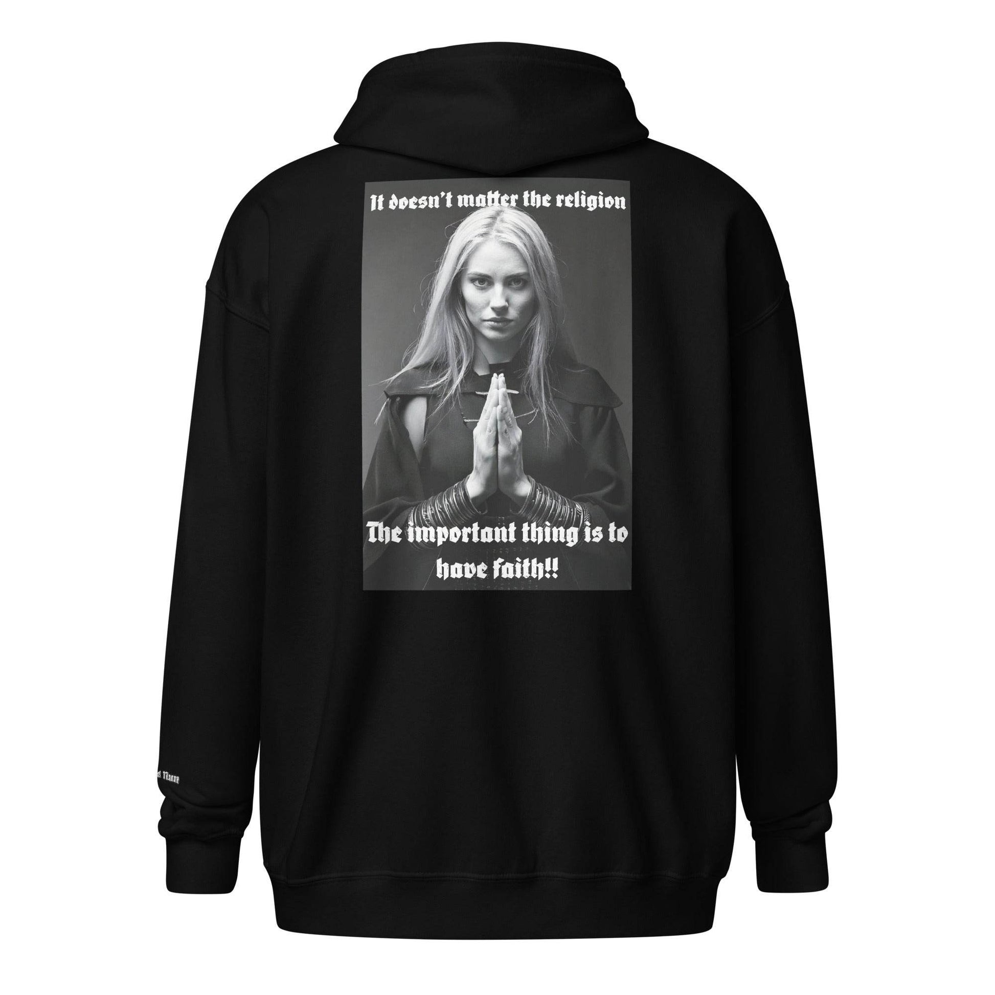Unisex heavy 50% cotton blend zip Hoodie Design #3 - Monk&Nun UnisexClothing