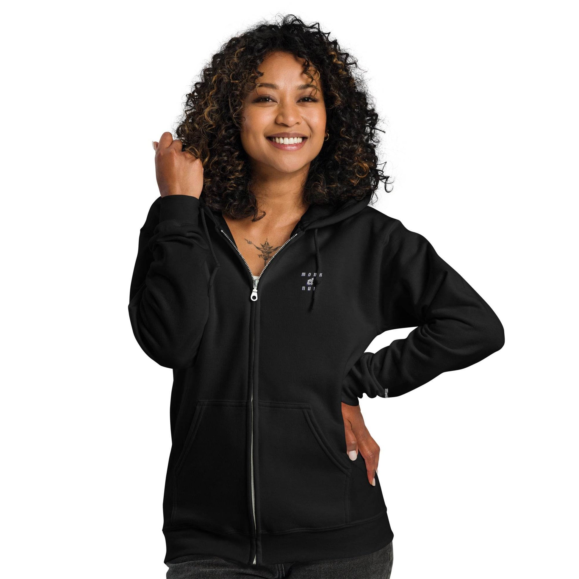 Unisex heavy 50% cotton blend zip Hoodie Design #3 - Monk&Nun UnisexClothing