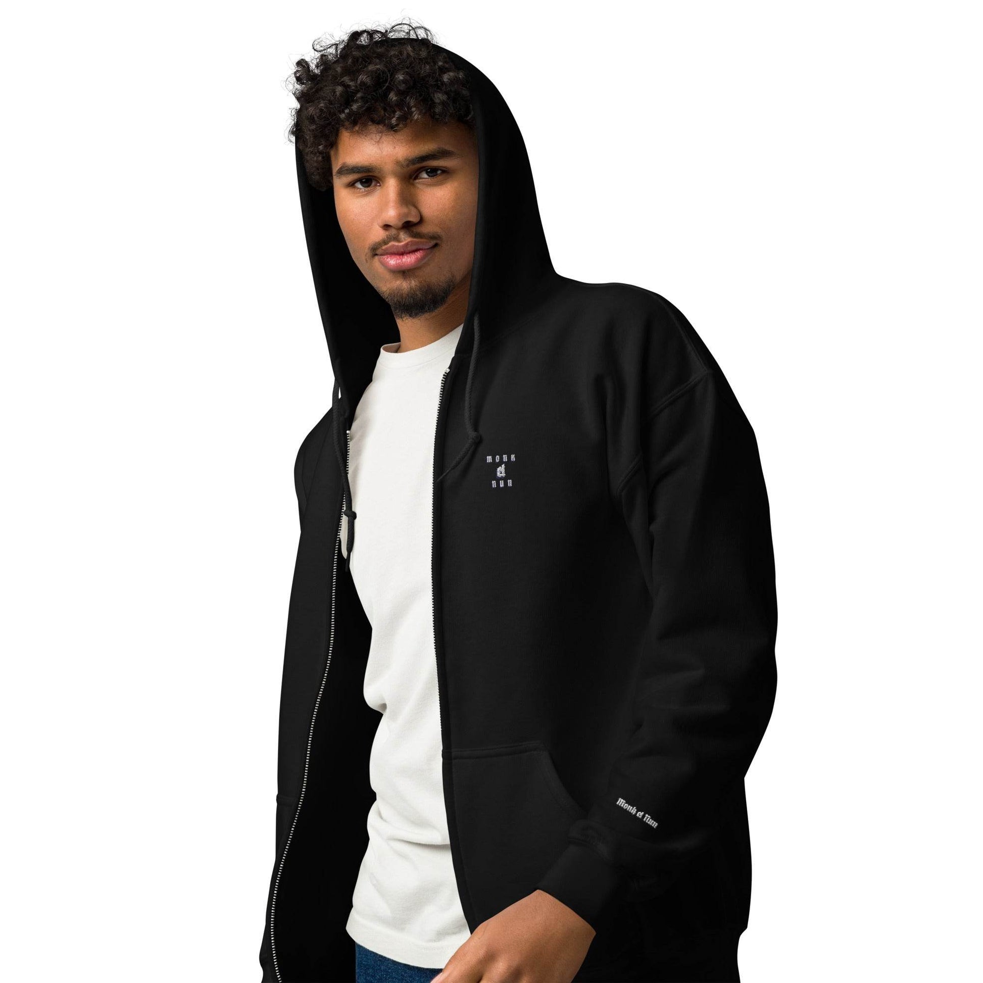 Unisex heavy 50% cotton blend zip Hoodie Design #3 - Monk&Nun UnisexClothing