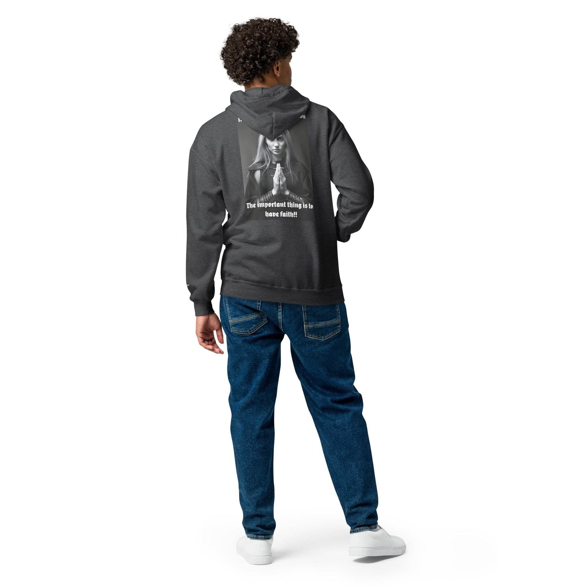 Unisex heavy 50% cotton blend zip Hoodie Design #3 - Monk&Nun UnisexClothing