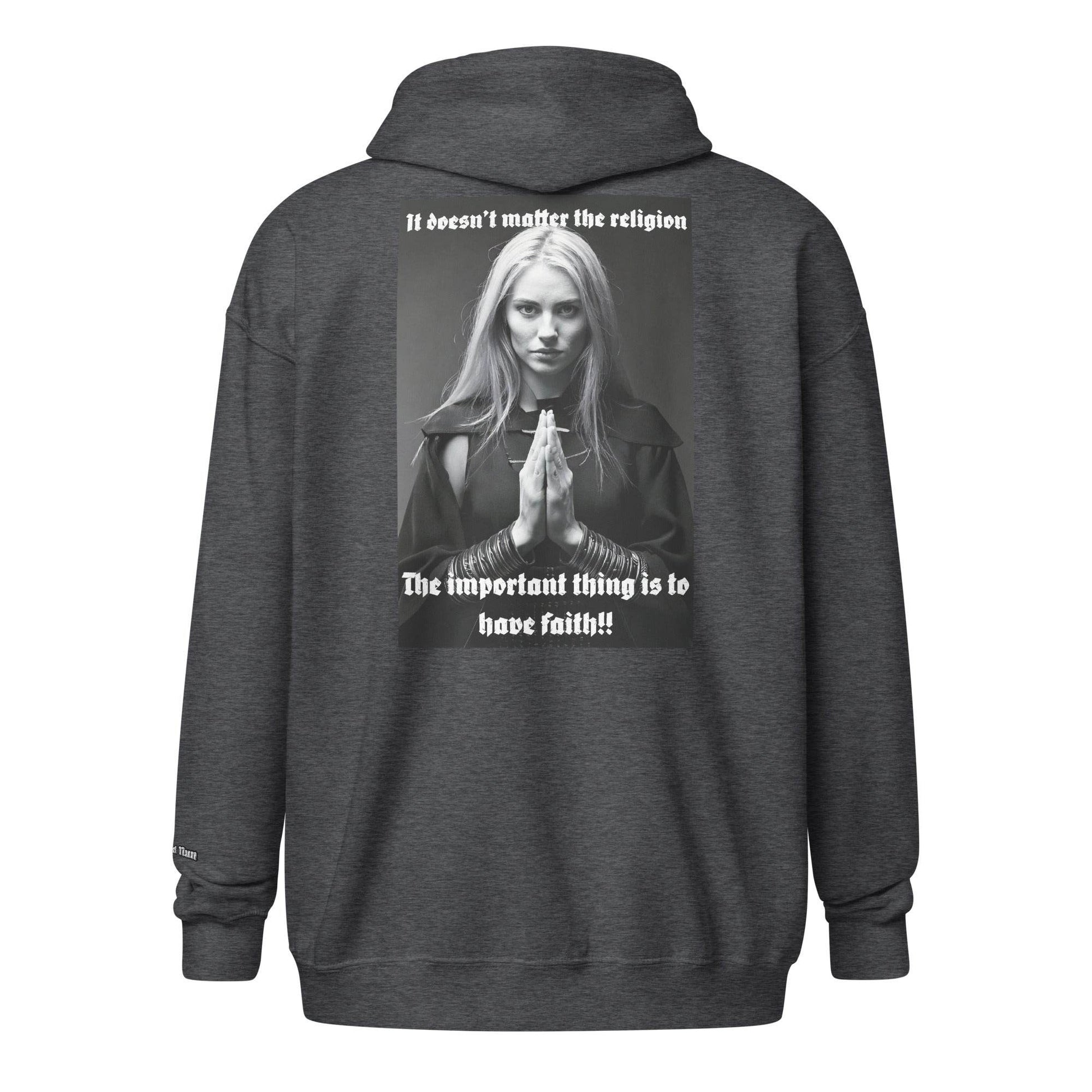 Unisex heavy 50% cotton blend zip Hoodie Design #3 - Monk&Nun UnisexClothing