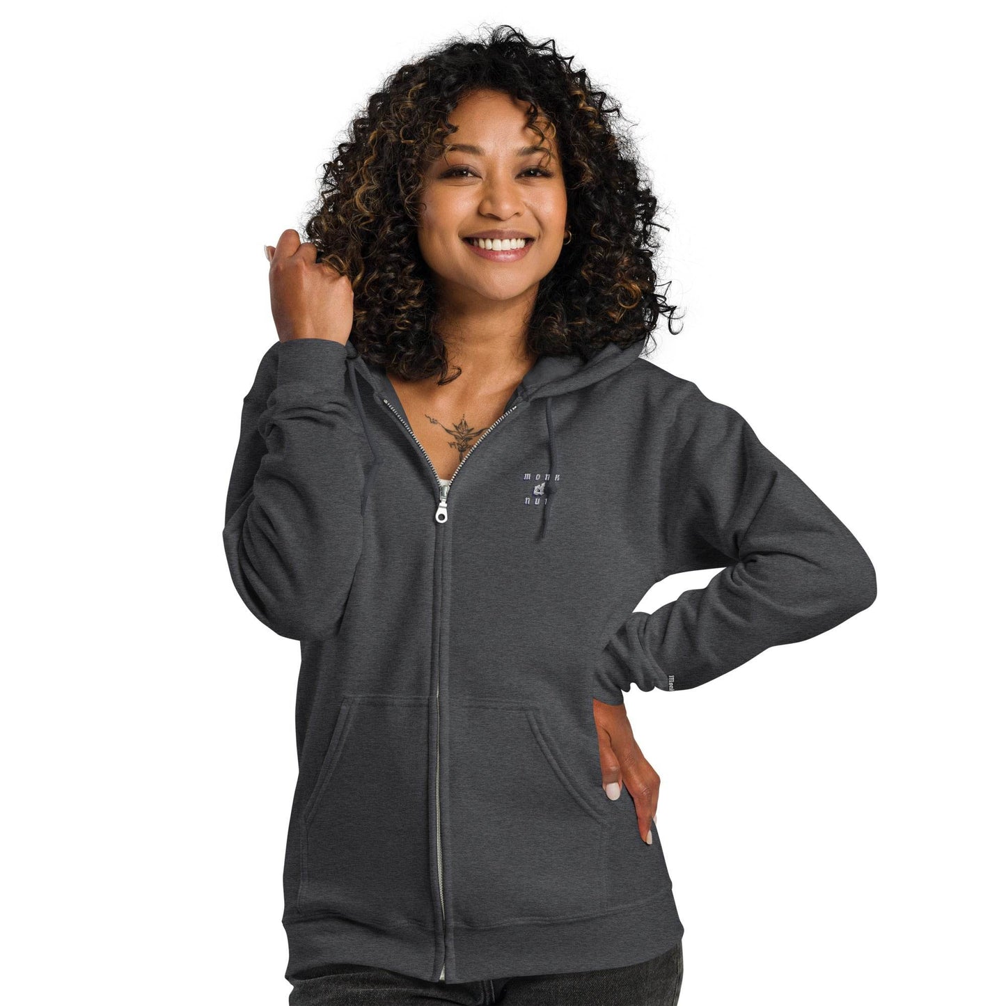Unisex heavy 50% cotton blend zip Hoodie Design #3 - Monk&Nun UnisexClothing