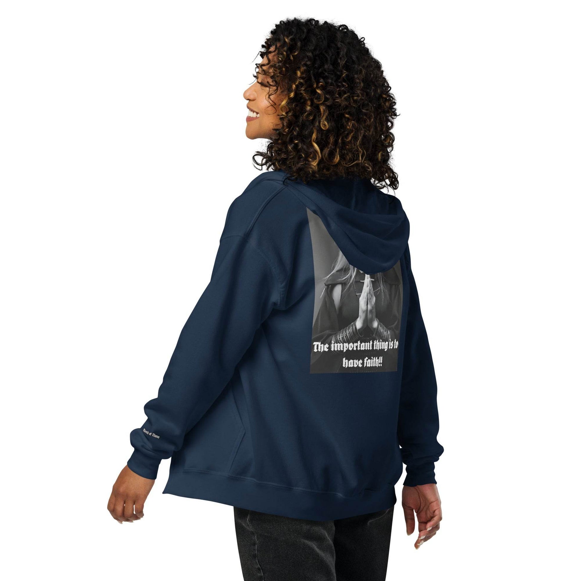 Unisex heavy 50% cotton blend zip Hoodie Design #3 - Monk&Nun UnisexClothing