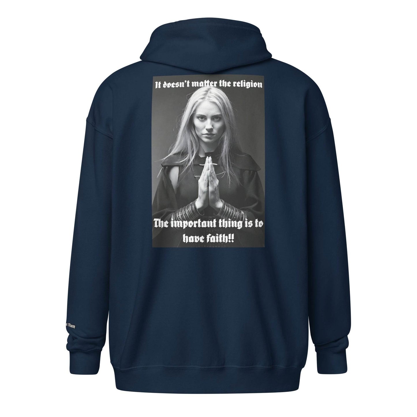 Unisex heavy 50% cotton blend zip Hoodie Design #3 - Monk&Nun UnisexClothing