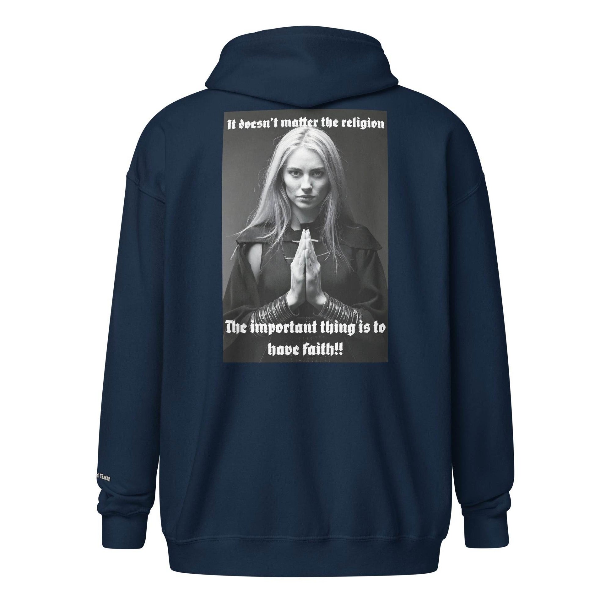 Unisex heavy 50% cotton blend zip Hoodie Design #3 - Monk&Nun UnisexClothing