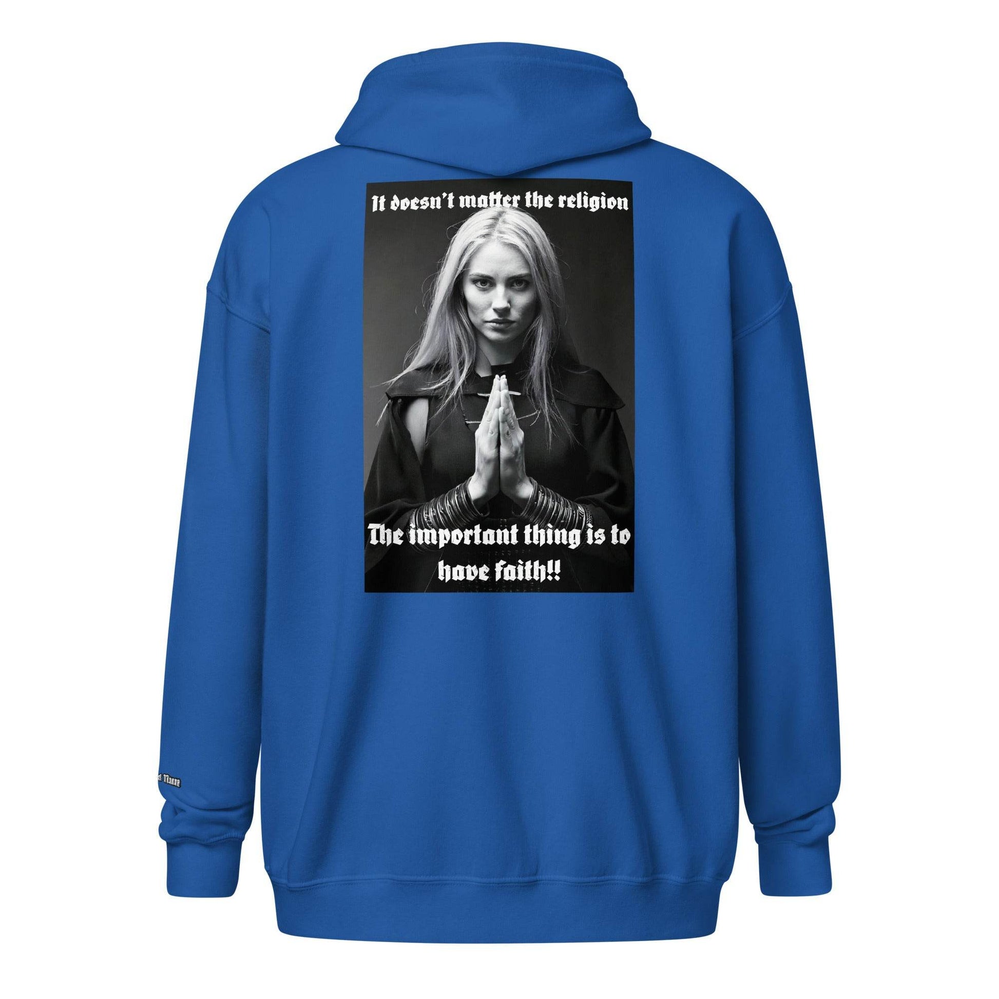 Unisex heavy 50% cotton blend zip Hoodie Design #3 - Monk&Nun UnisexClothing