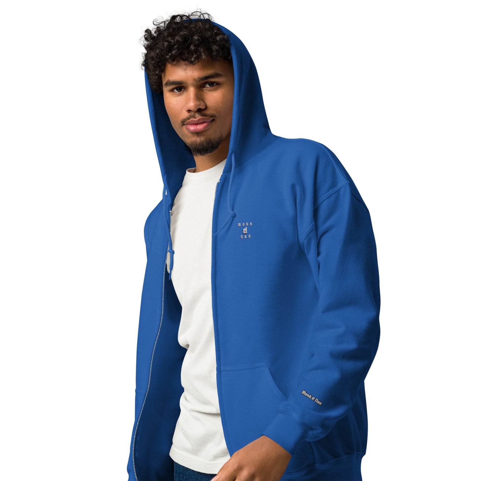 Unisex heavy 50% cotton blend zip Hoodie Design #3 - Monk&Nun UnisexClothing