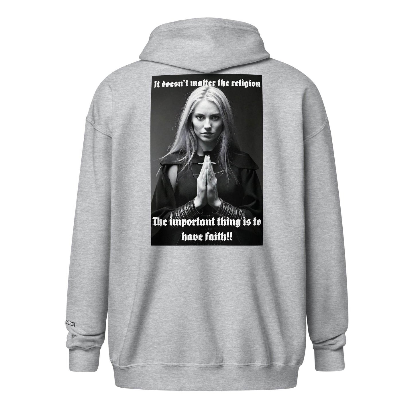 Unisex heavy 50% cotton blend zip Hoodie Design #3 - Monk&Nun UnisexClothing