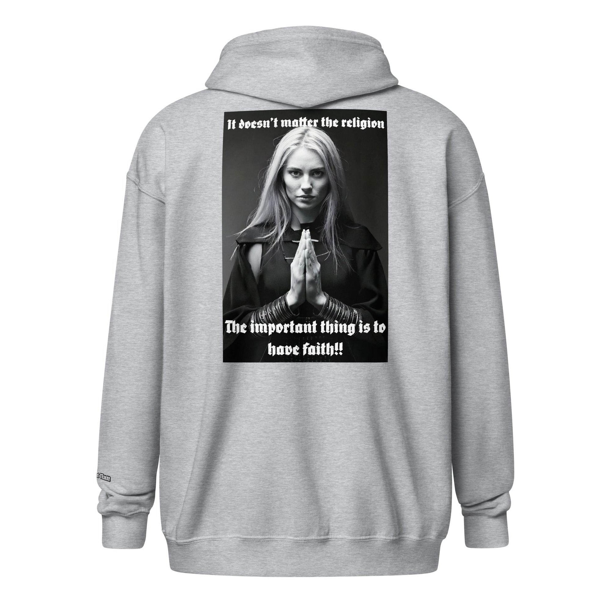 Unisex heavy 50% cotton blend zip Hoodie Design #3 - Monk&Nun UnisexClothing