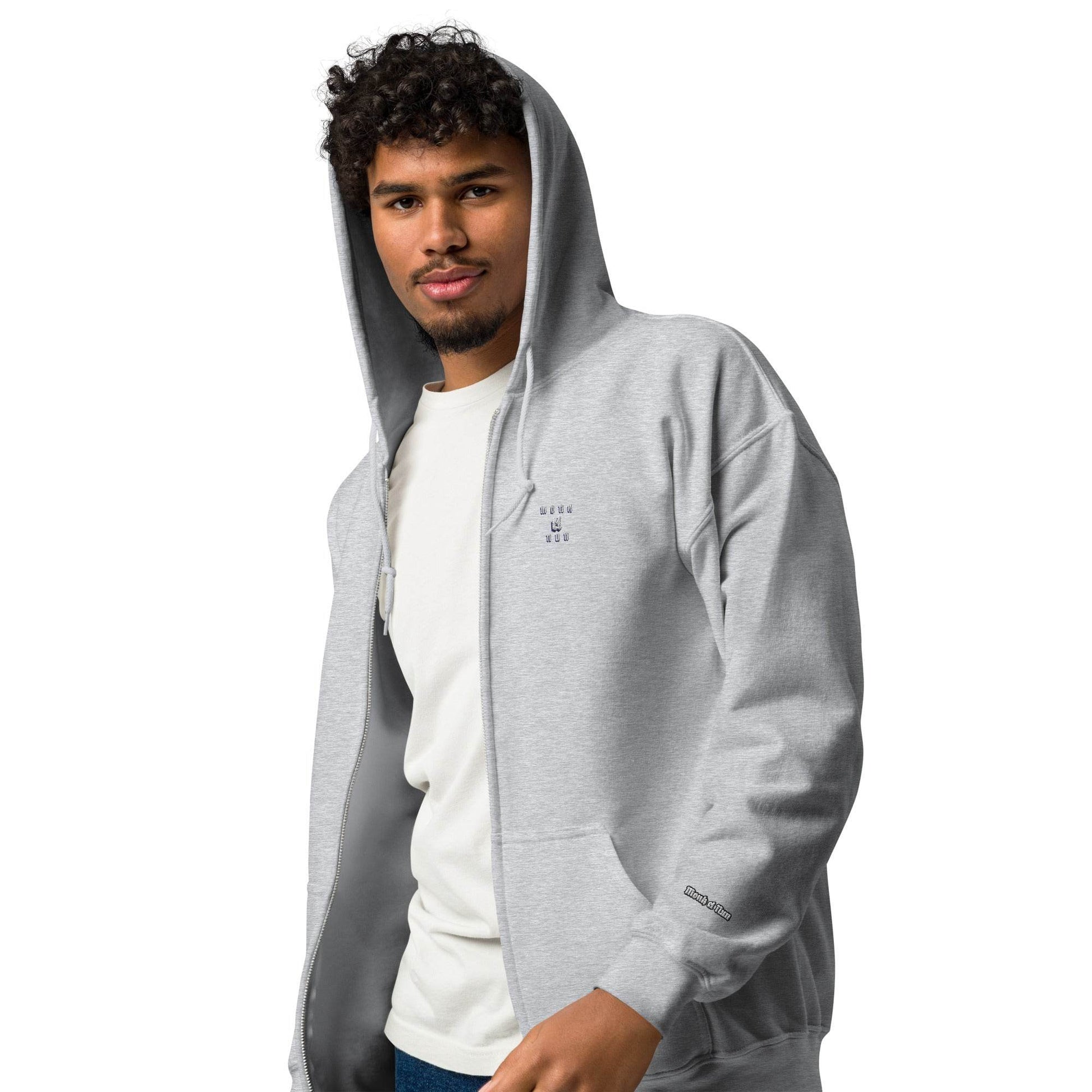 Unisex heavy 50% cotton blend zip Hoodie Design #3 - Monk&Nun UnisexClothing