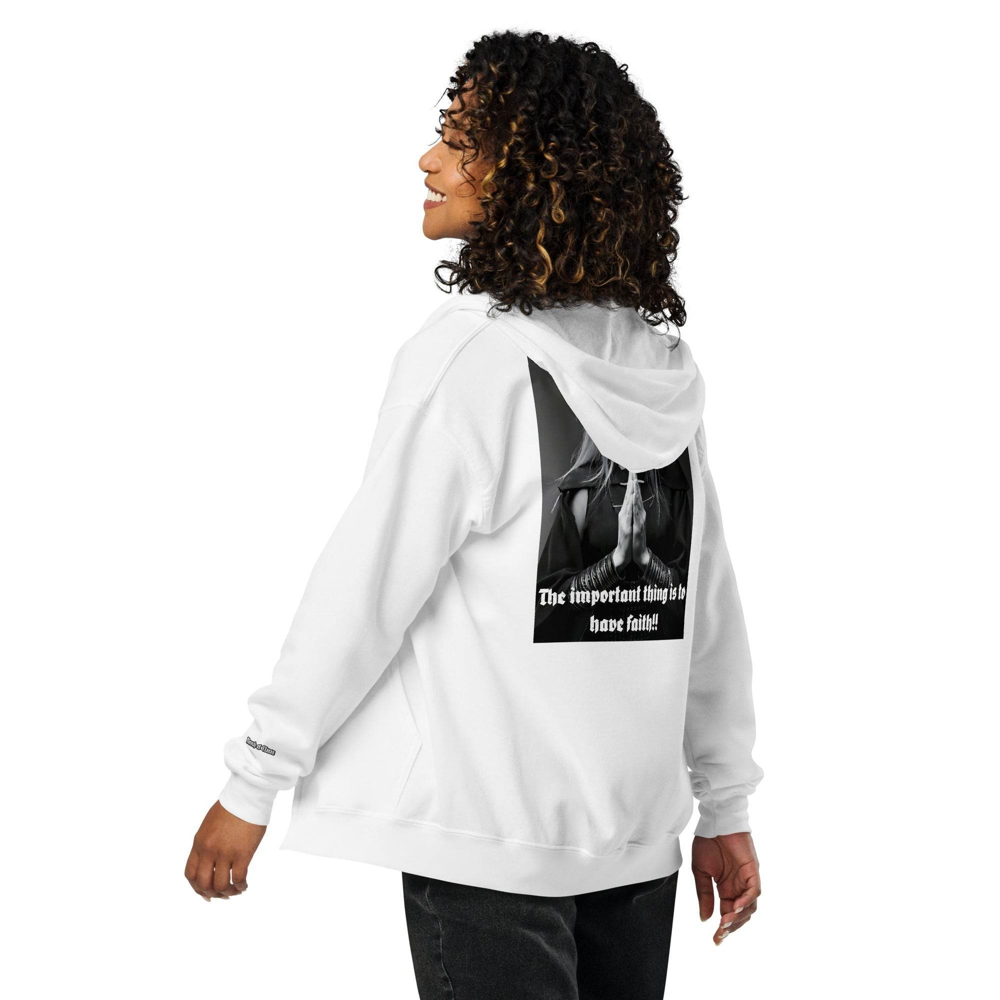Unisex heavy 50% cotton blend zip Hoodie Design #3 - Monk&Nun UnisexClothing