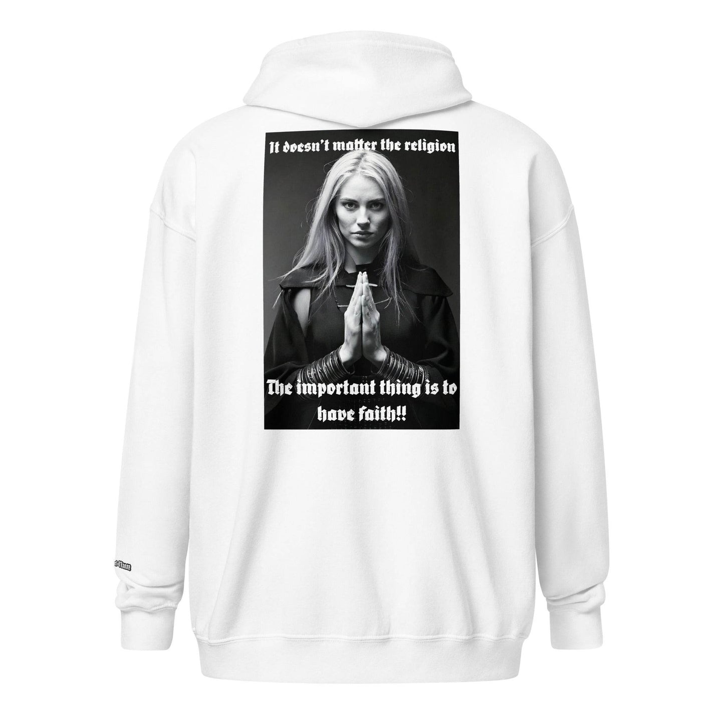 Unisex heavy 50% cotton blend zip Hoodie Design #3 - Monk&Nun UnisexClothing
