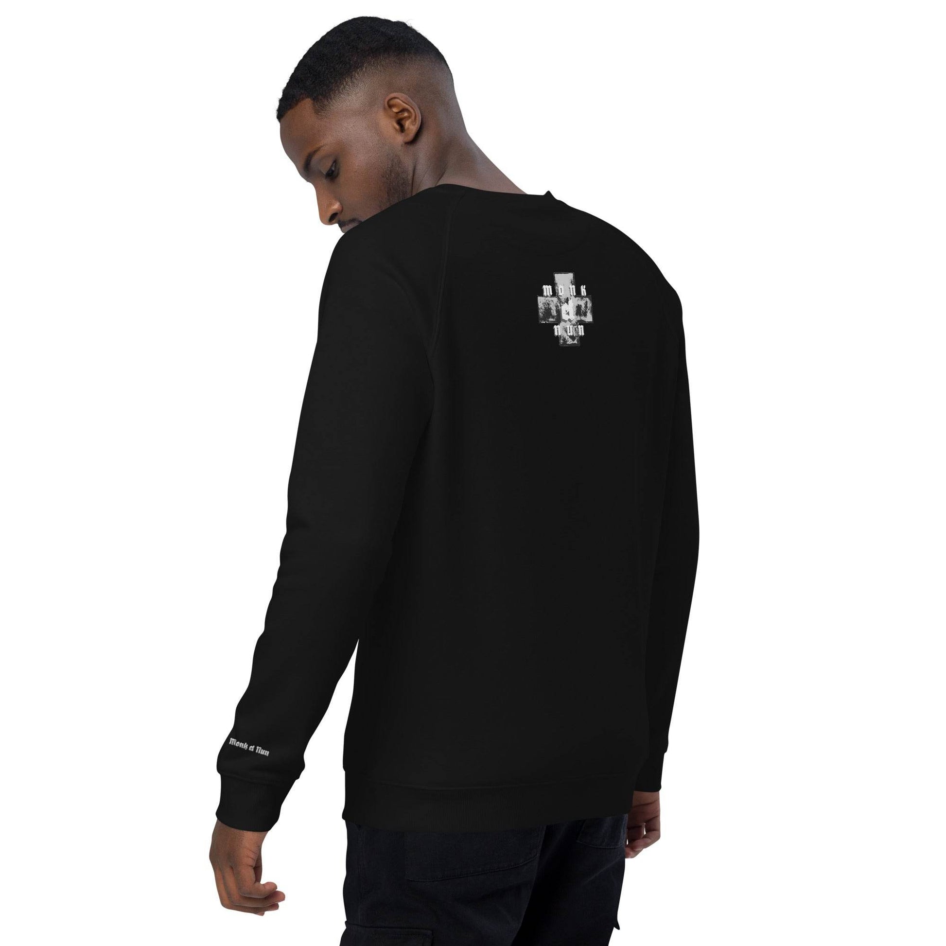 Unisex organic 100% cotton raglan sweatshirt Always think positive - Monk&Nun UnisexClothing
