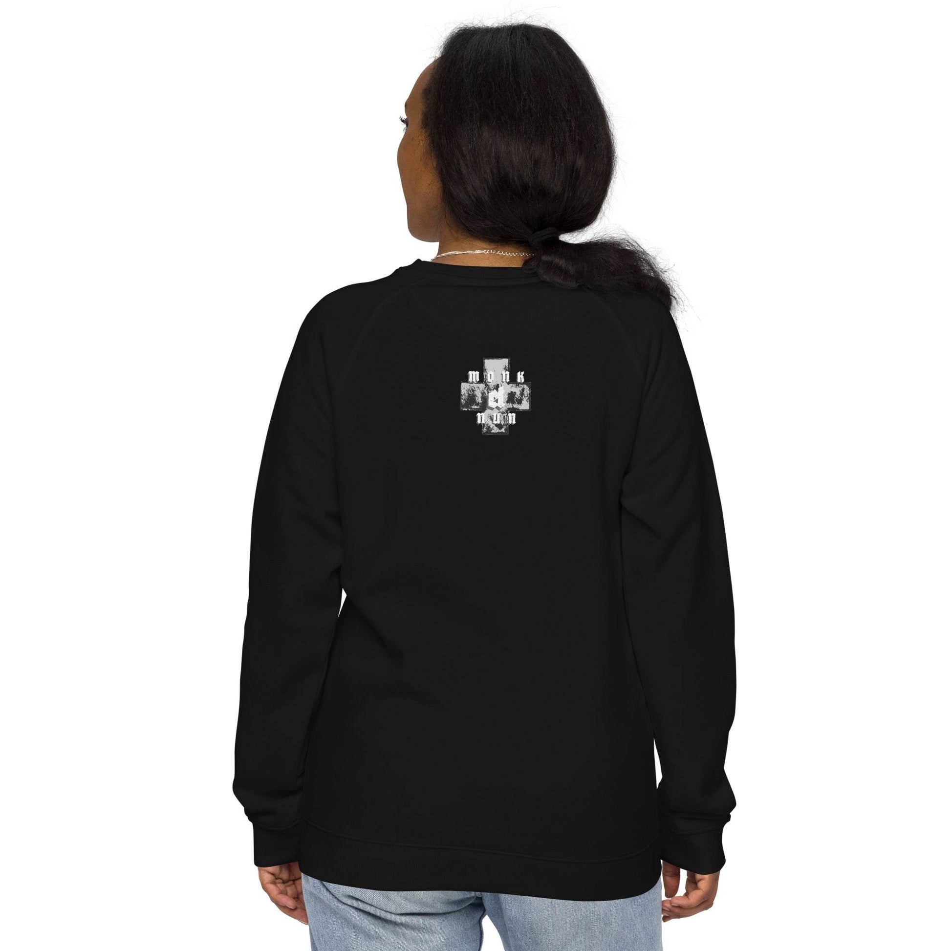Unisex organic 100% cotton raglan sweatshirt Always think positive - Monk&Nun UnisexClothing