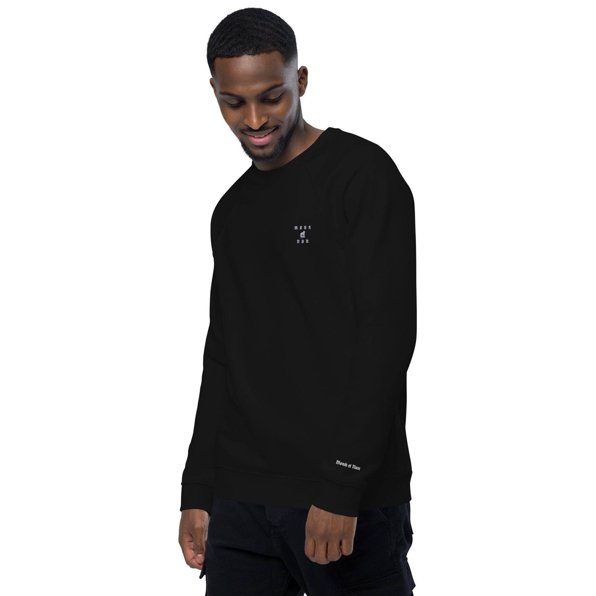 Unisex organic 100% cotton raglan sweatshirt Always think positive - Monk&Nun UnisexClothing
