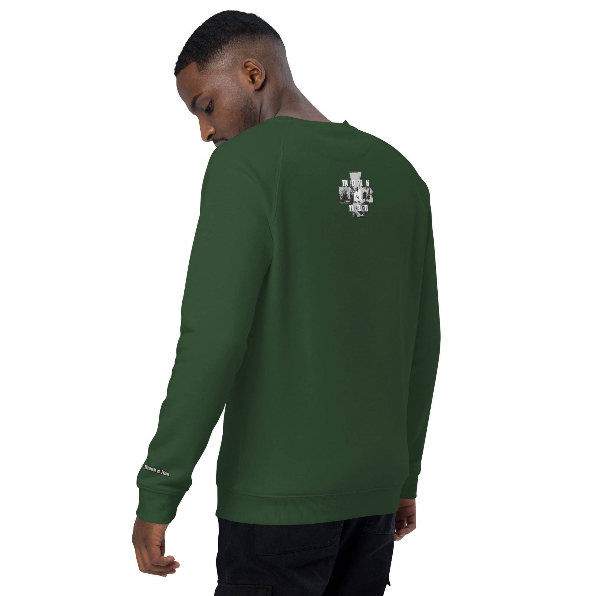 Unisex organic 100% cotton raglan sweatshirt Always think positive - Monk&Nun UnisexClothing