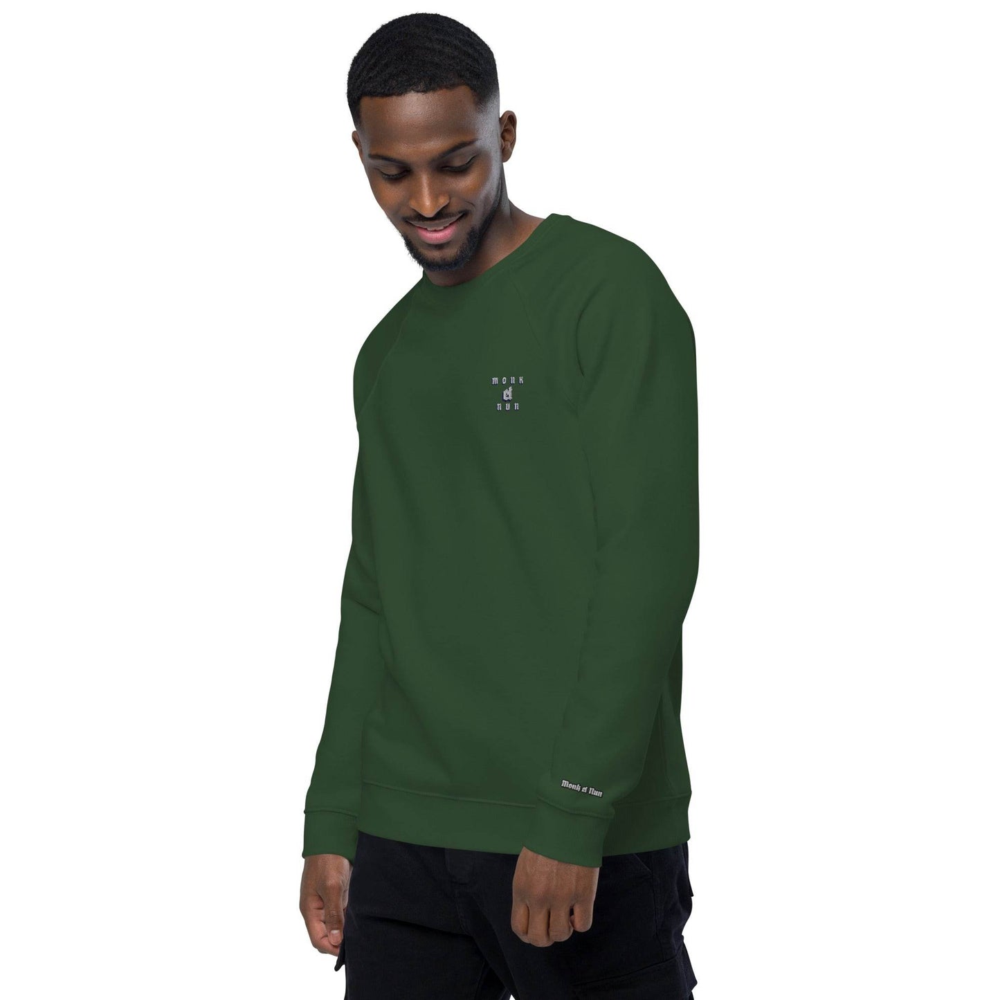 Unisex organic 100% cotton raglan sweatshirt Design #3 - Monk&Nun UnisexClothing