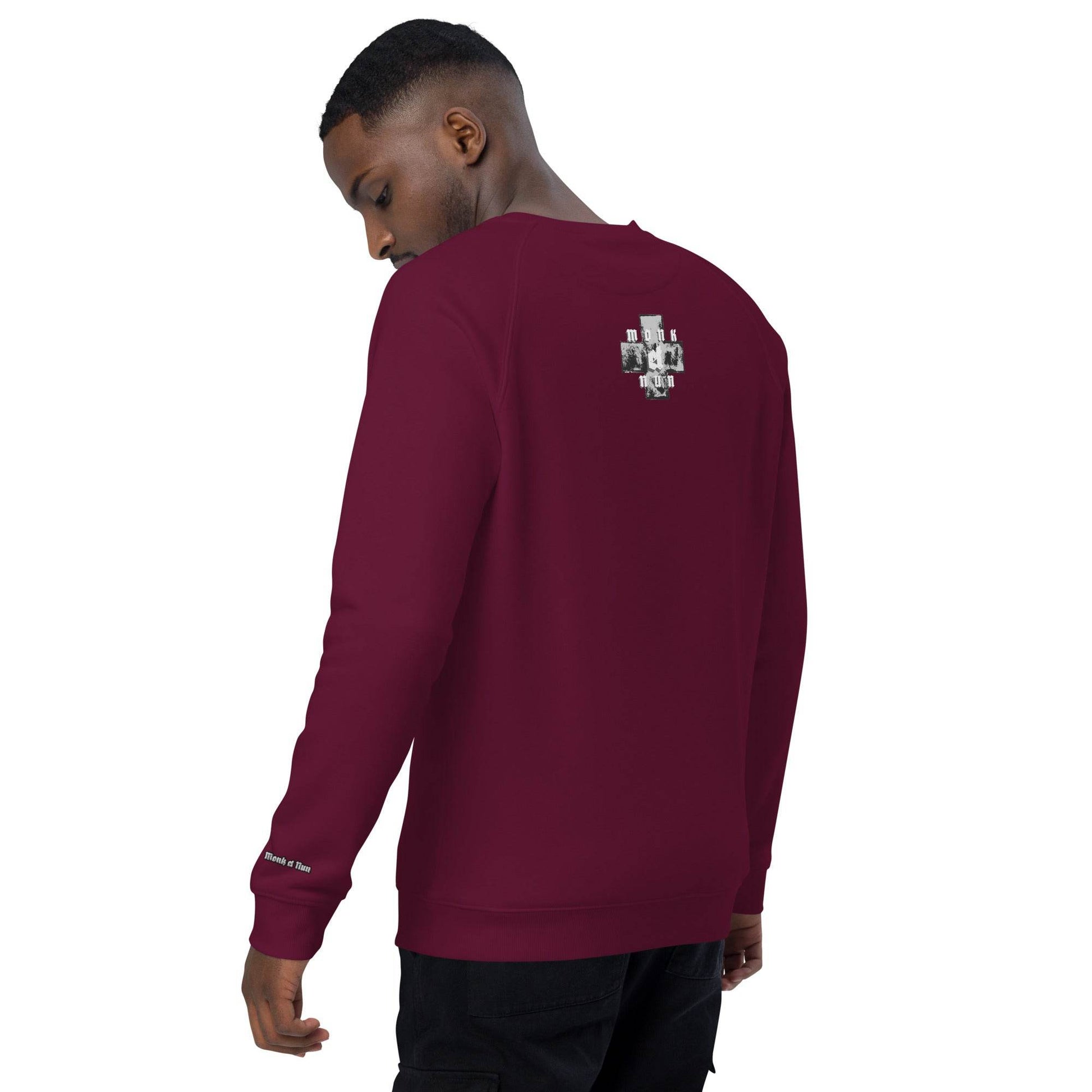 Unisex organic 100% cotton raglan sweatshirt Always think positive - Monk&Nun UnisexClothing