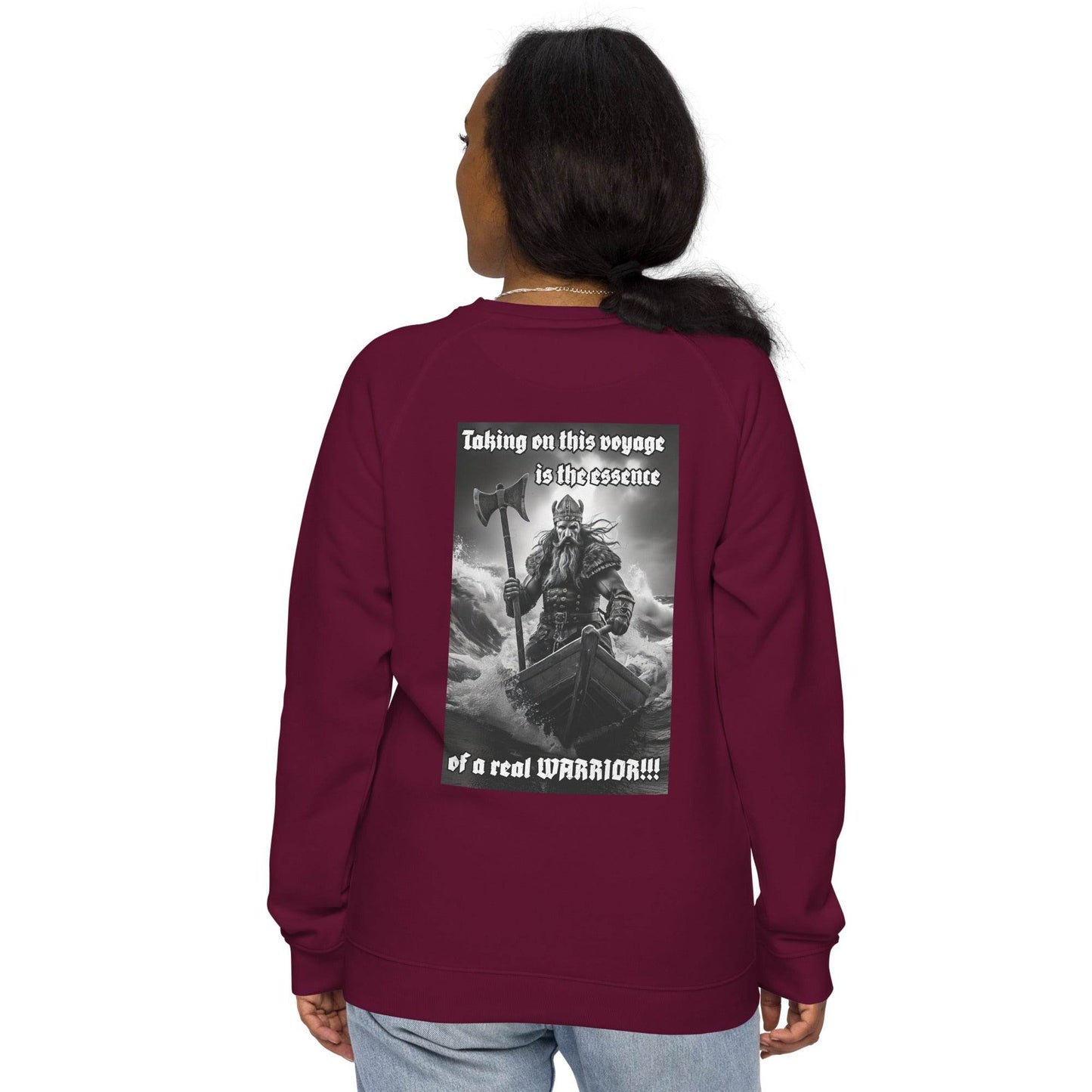 Unisex organic 100% cotton raglan sweatshirt Design #12 - Monk&Nun UnisexClothing