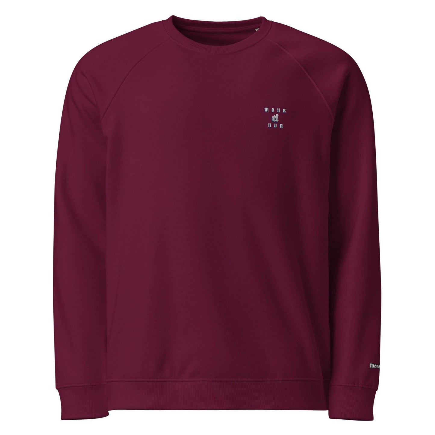 Unisex organic 100% cotton raglan sweatshirt Always think positive - Monk&Nun UnisexClothing