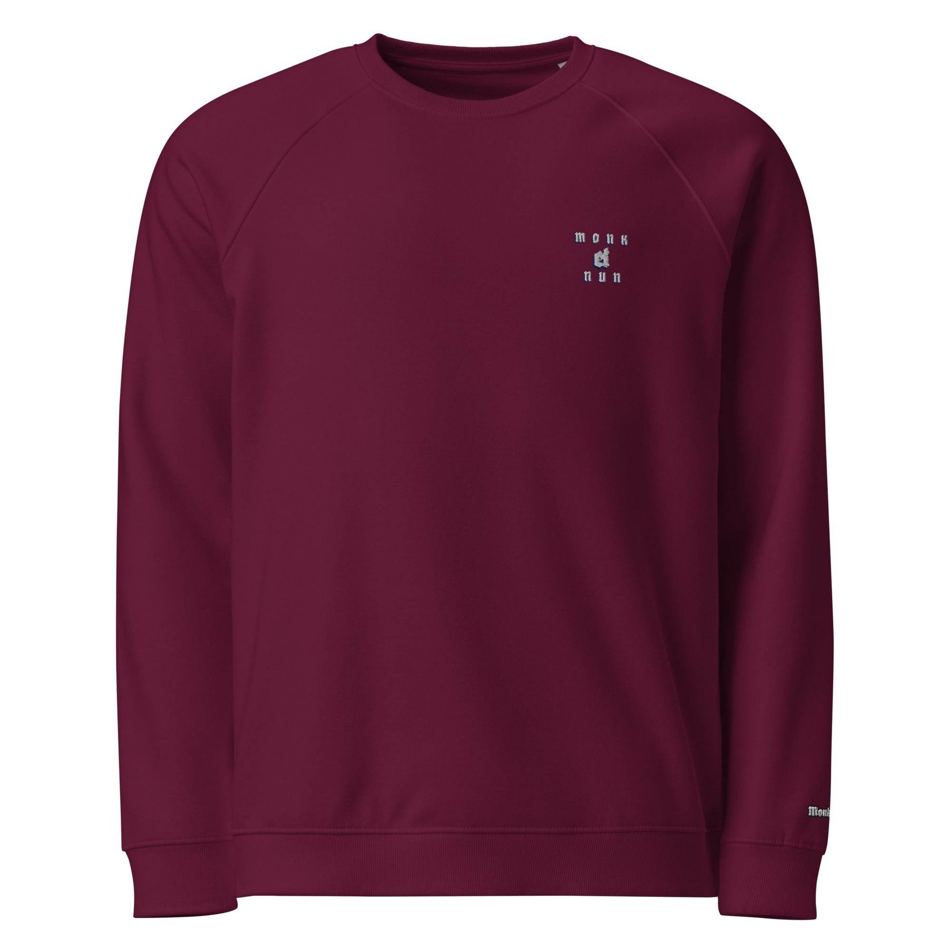Unisex organic 100% cotton raglan sweatshirt Design #3 - Monk&Nun UnisexClothing