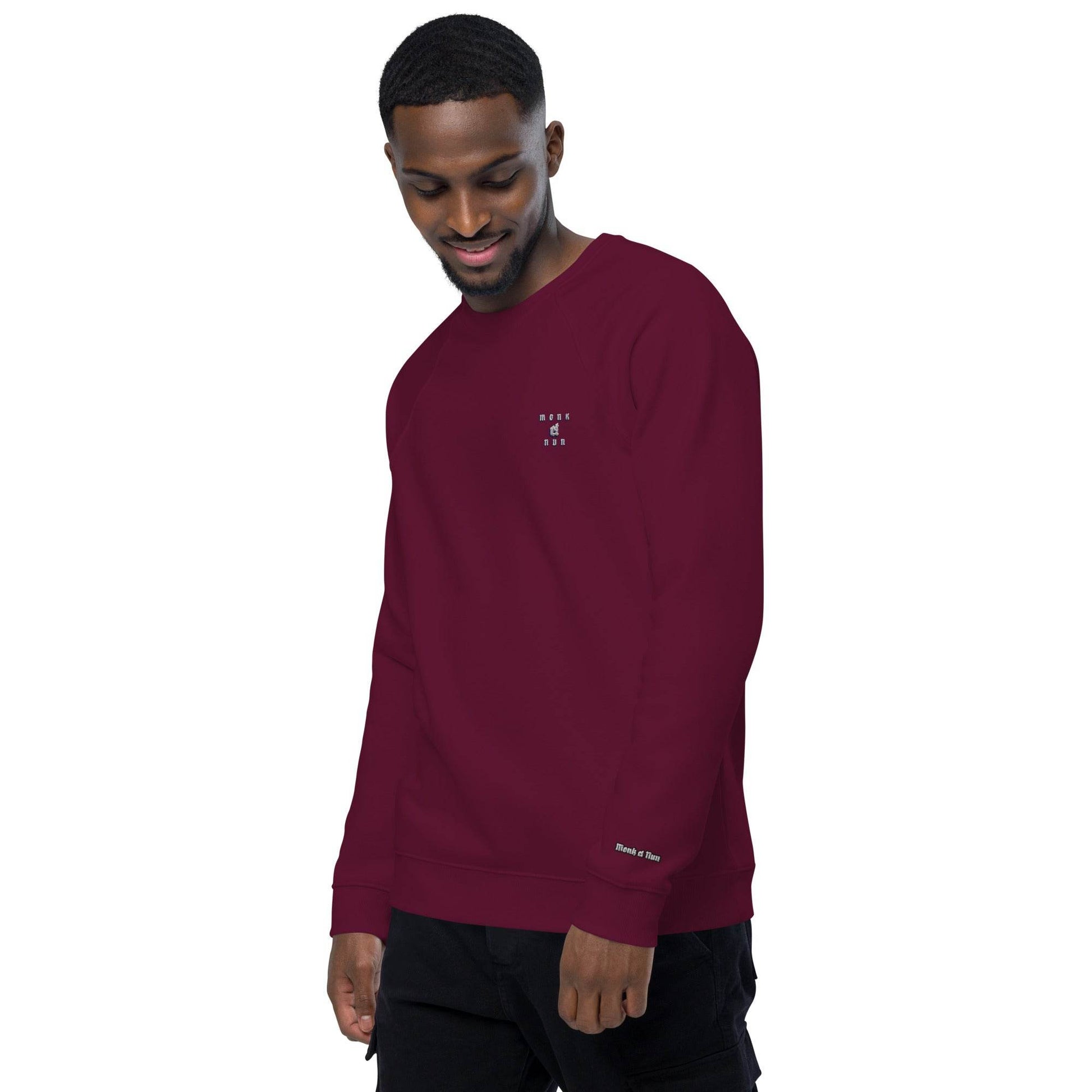 Unisex organic 100% cotton raglan sweatshirt Always think positive - Monk&Nun UnisexClothing
