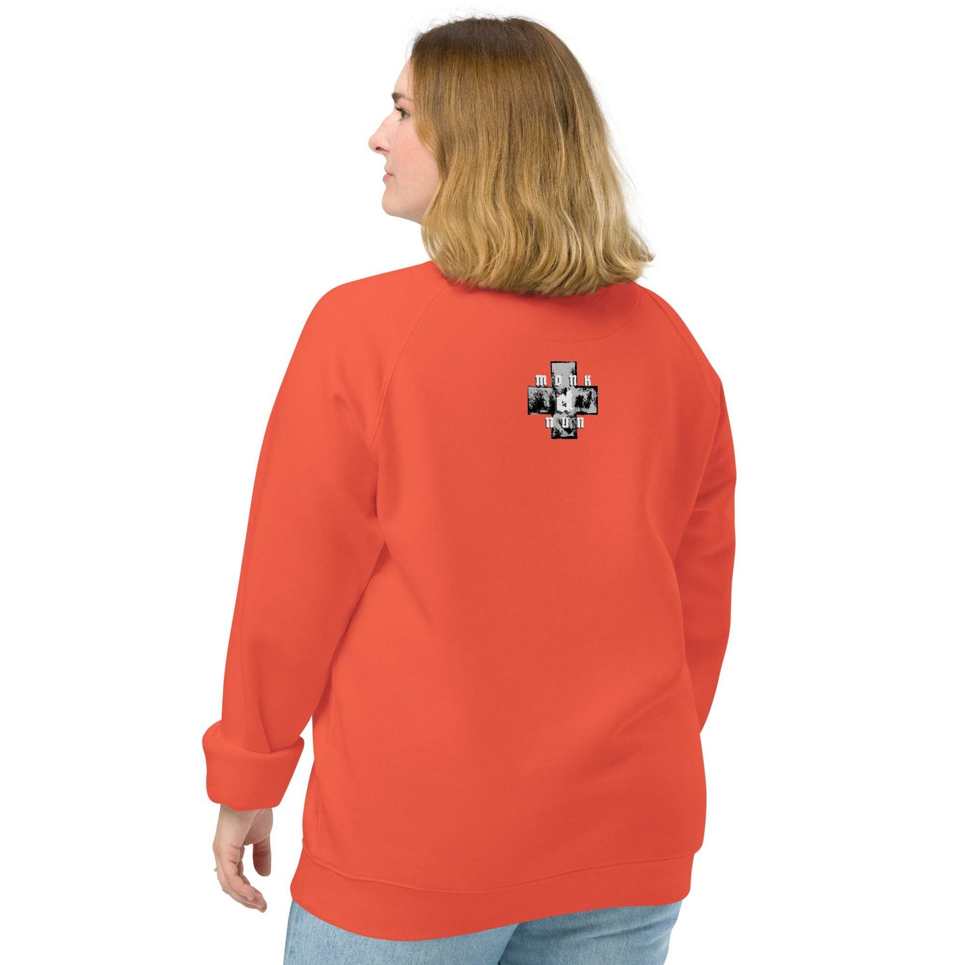 Unisex organic 100% cotton raglan sweatshirt Always think positive - Monk&Nun UnisexClothing