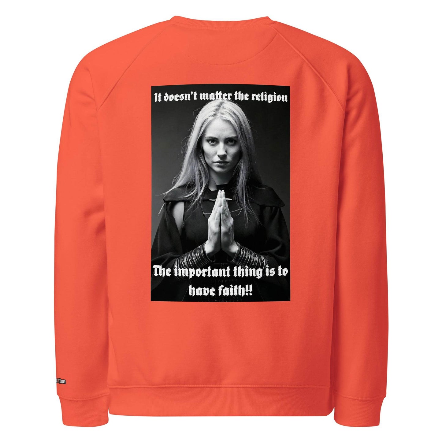 Unisex organic 100% cotton raglan sweatshirt Design #3 - Monk&Nun UnisexClothing