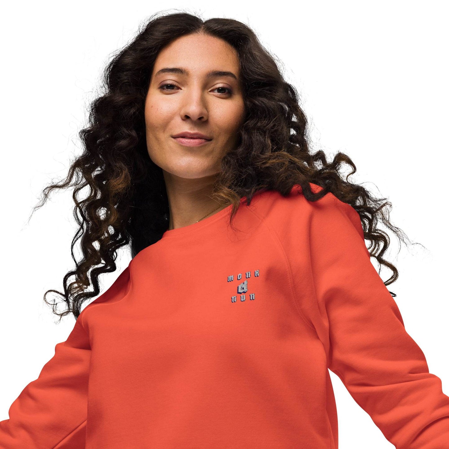 Unisex organic 100% cotton raglan sweatshirt Design #3 - Monk&Nun UnisexClothing