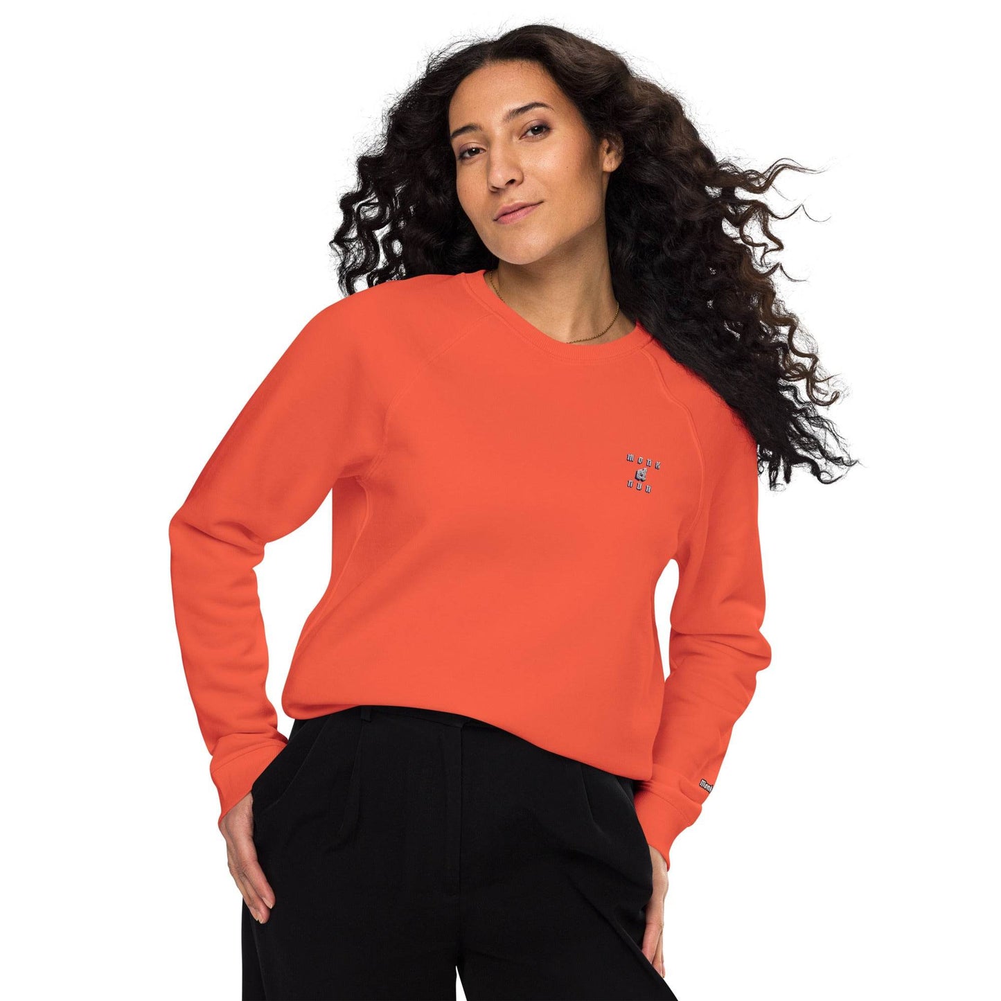 Unisex organic 100% cotton raglan sweatshirt Always think positive - Monk&Nun UnisexClothing