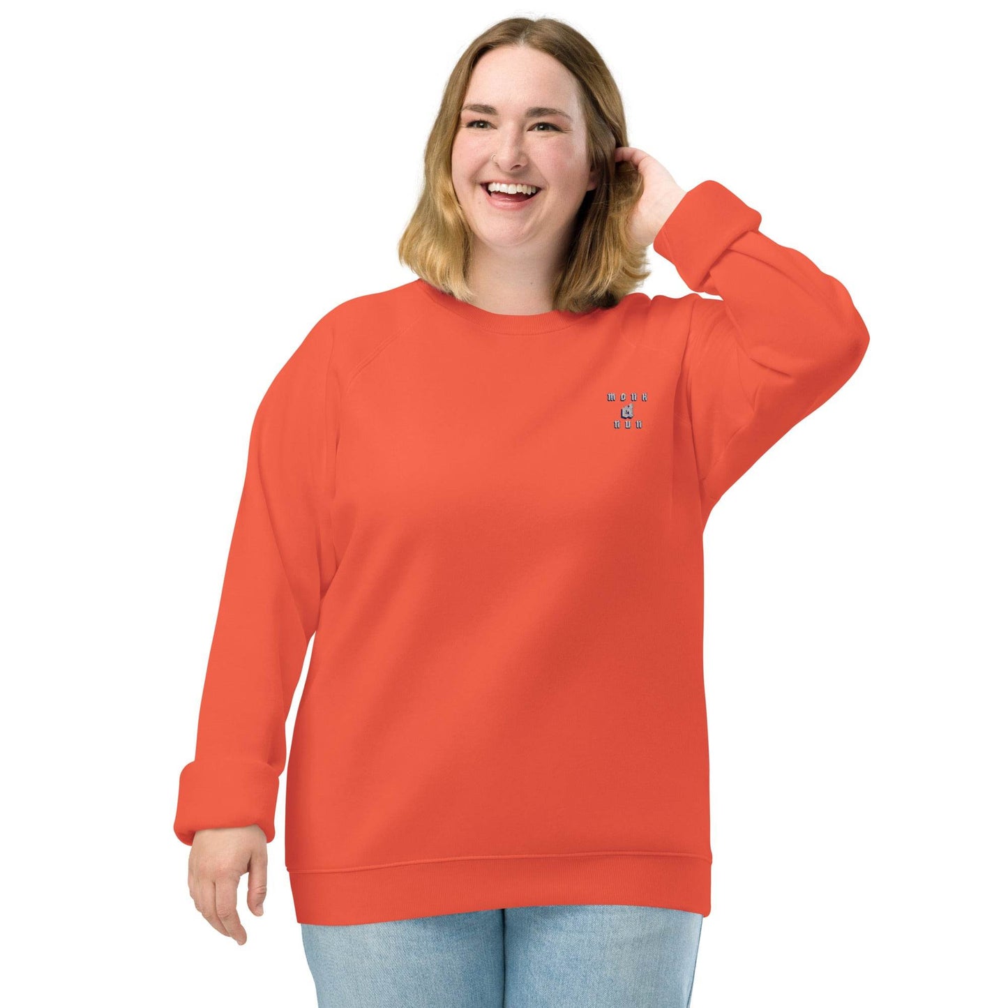 Unisex organic 100% cotton raglan sweatshirt Design #3 - Monk&Nun UnisexClothing