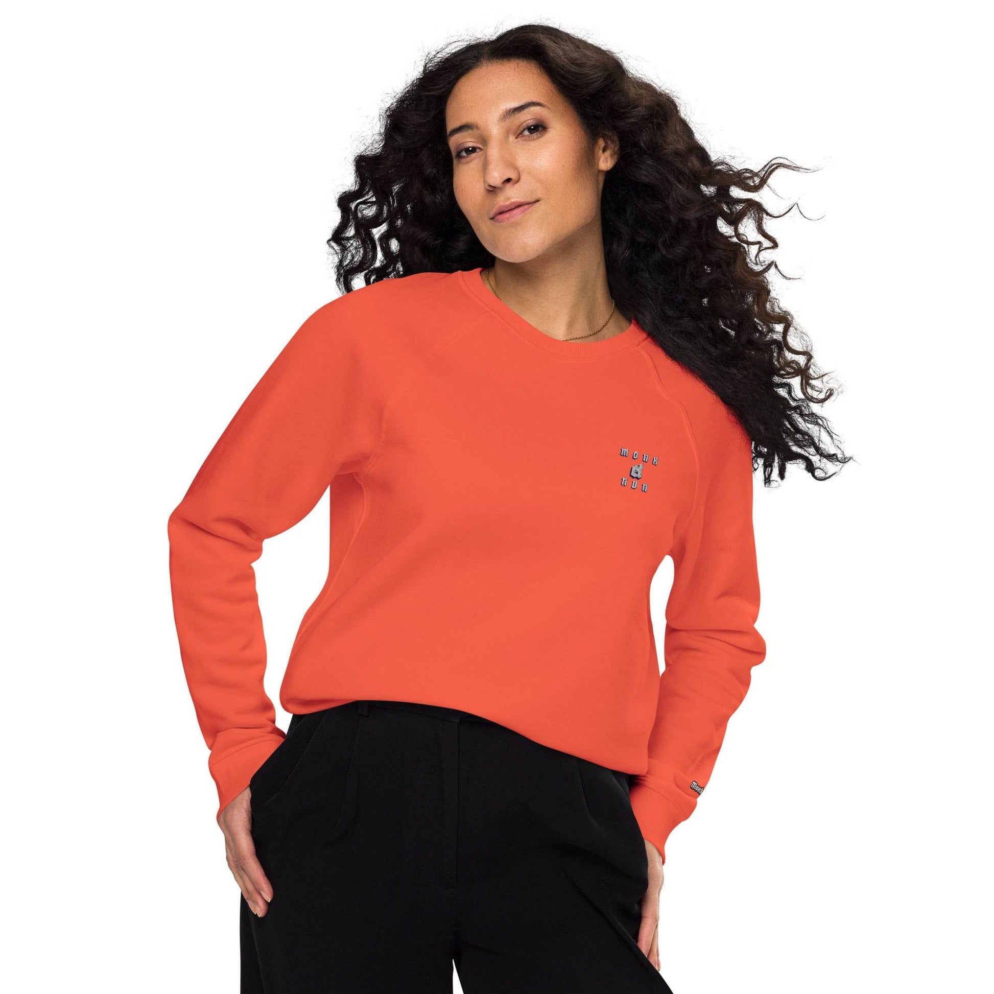 Unisex organic 100% cotton raglan sweatshirt Design #3 - Monk&Nun UnisexClothing