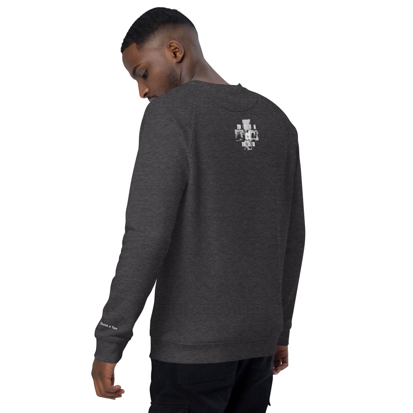 Unisex organic 100% cotton raglan sweatshirt Always think positive - Monk&Nun UnisexClothing