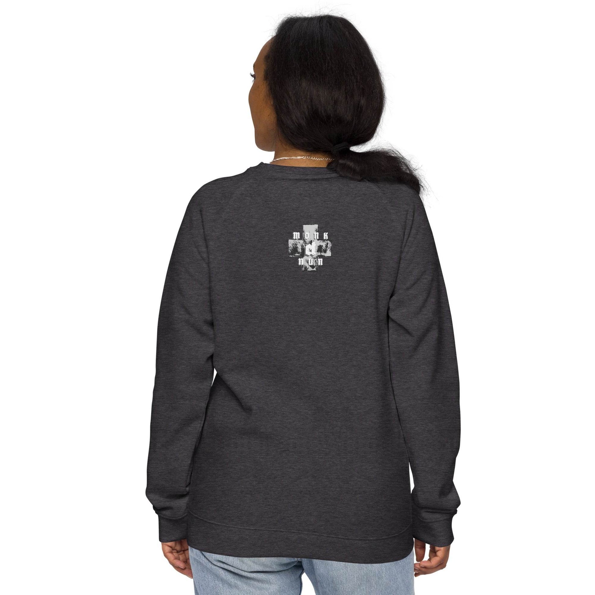 Unisex organic 100% cotton raglan sweatshirt Always think positive - Monk&Nun UnisexClothing